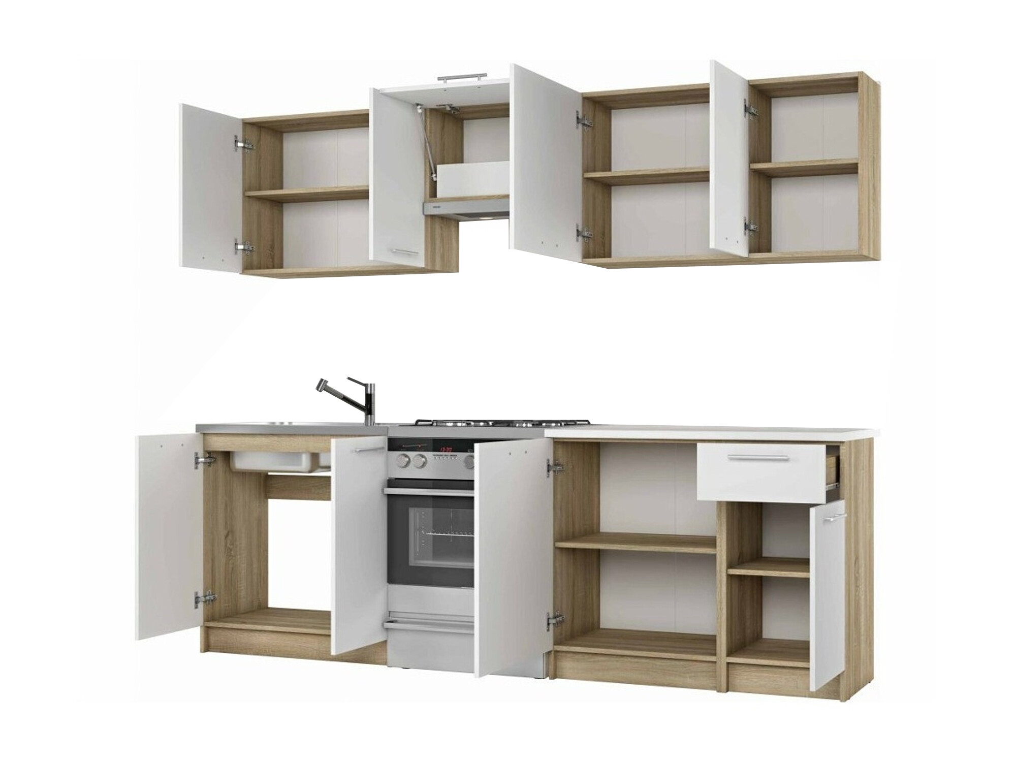 Virtuves komplekts Houston 856 (Balts + Sonomas ozols)