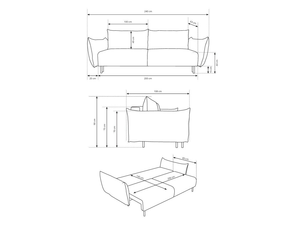 Dīvāns gulta Kingston 131 (Horizon 97)