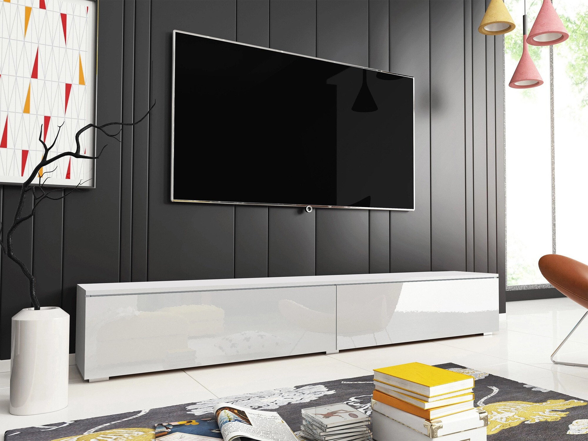 TV galds Scientia I (Balts + Glancēts balts)