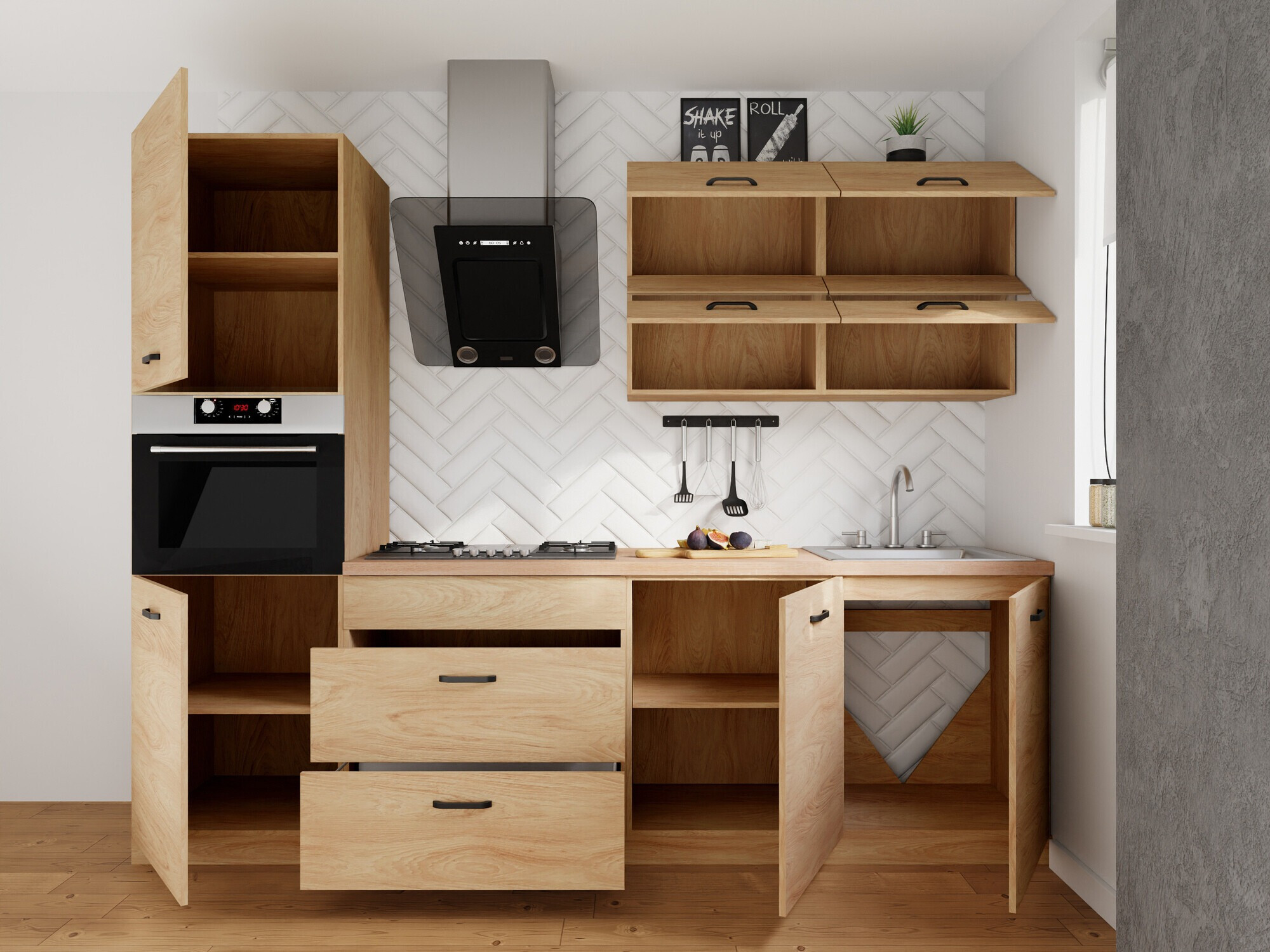 Moduļu virtuves komplekts Amper Oak 168
