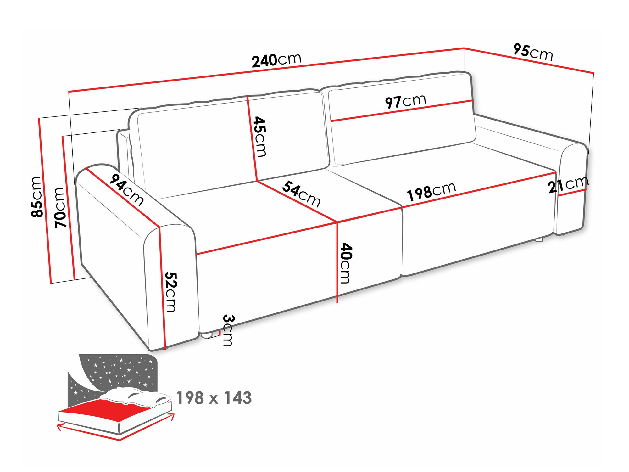 Dīvāns gulta Stonecrest 107 (Sierra 748)
