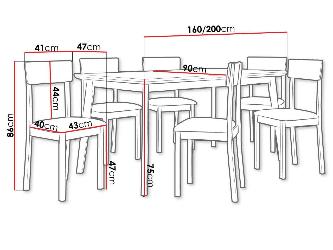 Ēdamistabas komplekts Victorville 350 (Balts + Melns)