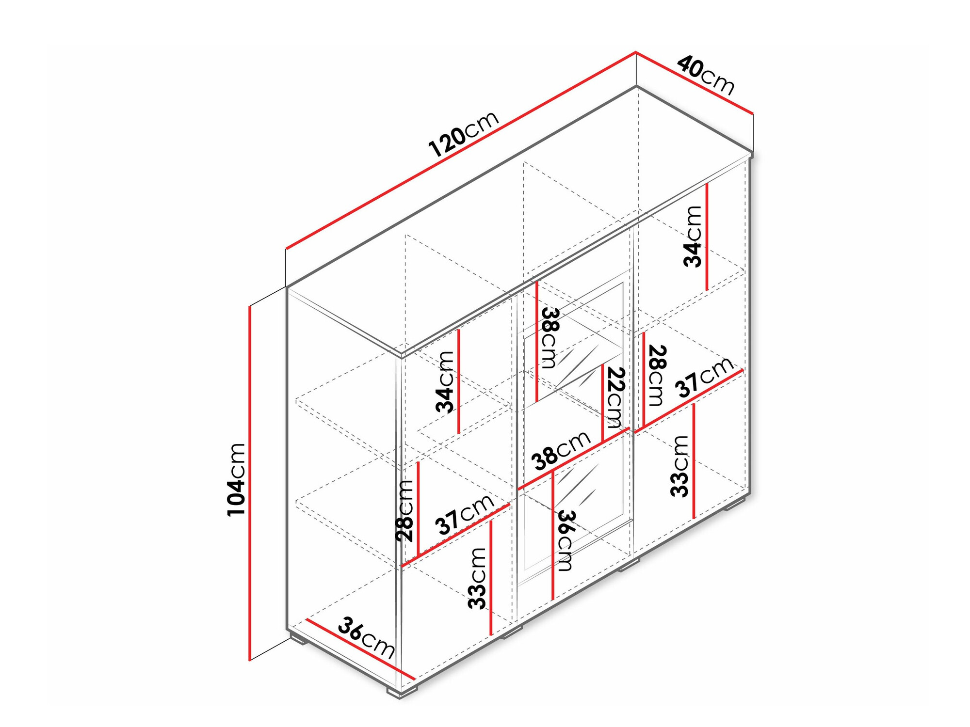Skapis Mirfivo 103 (Balts + Glancēts balts)