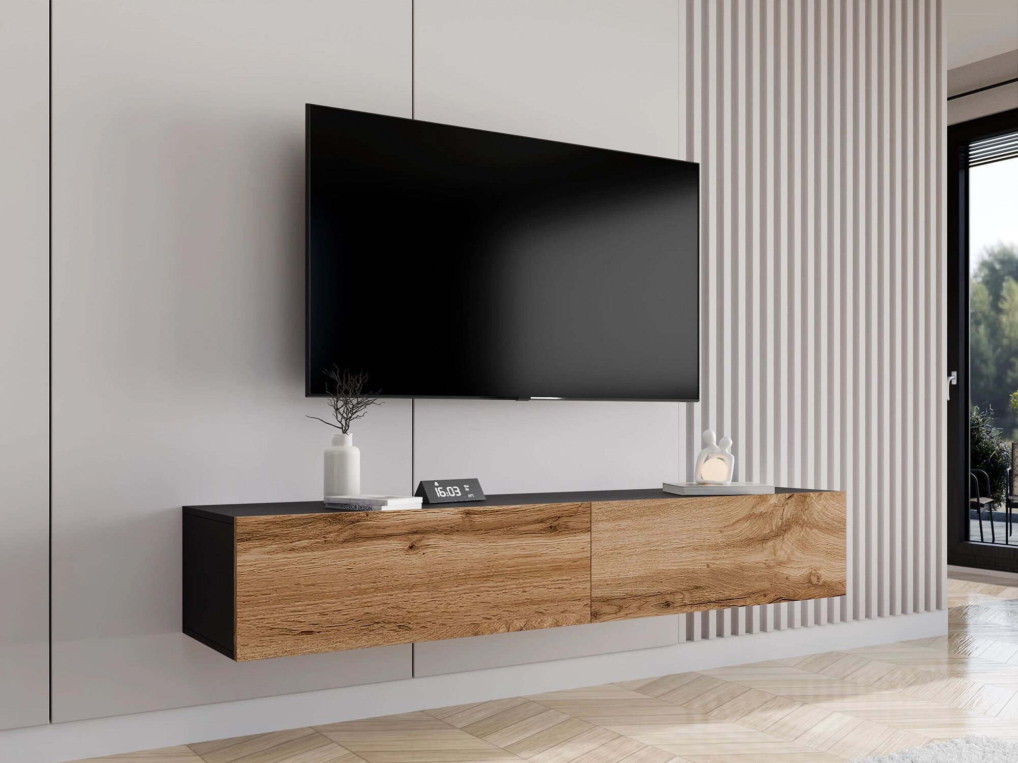 TV galds Vilrin I (Melns + Votan ozols)