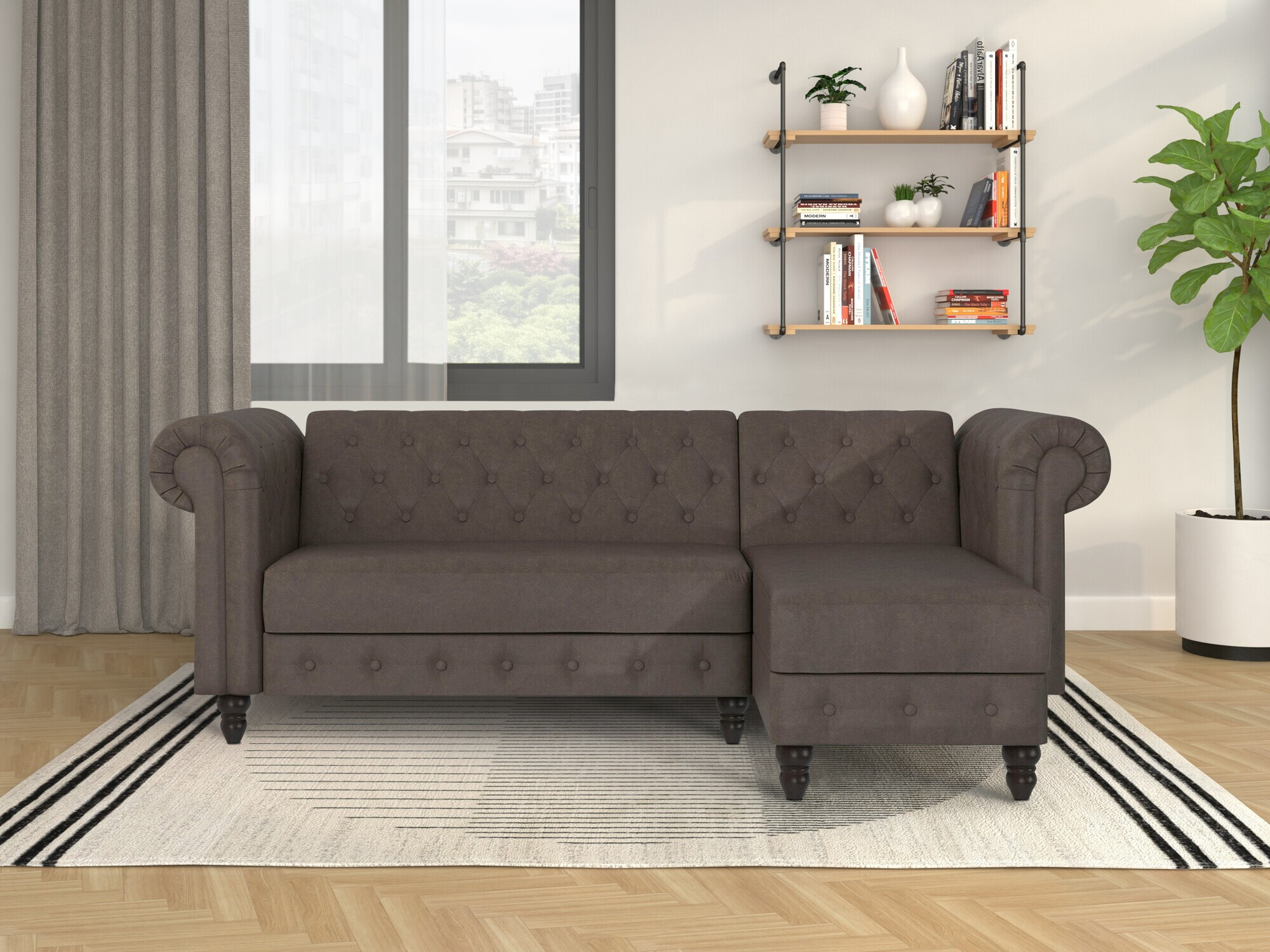 Chesterfield stūra dīvāns Tulsa 622 (Brūns)