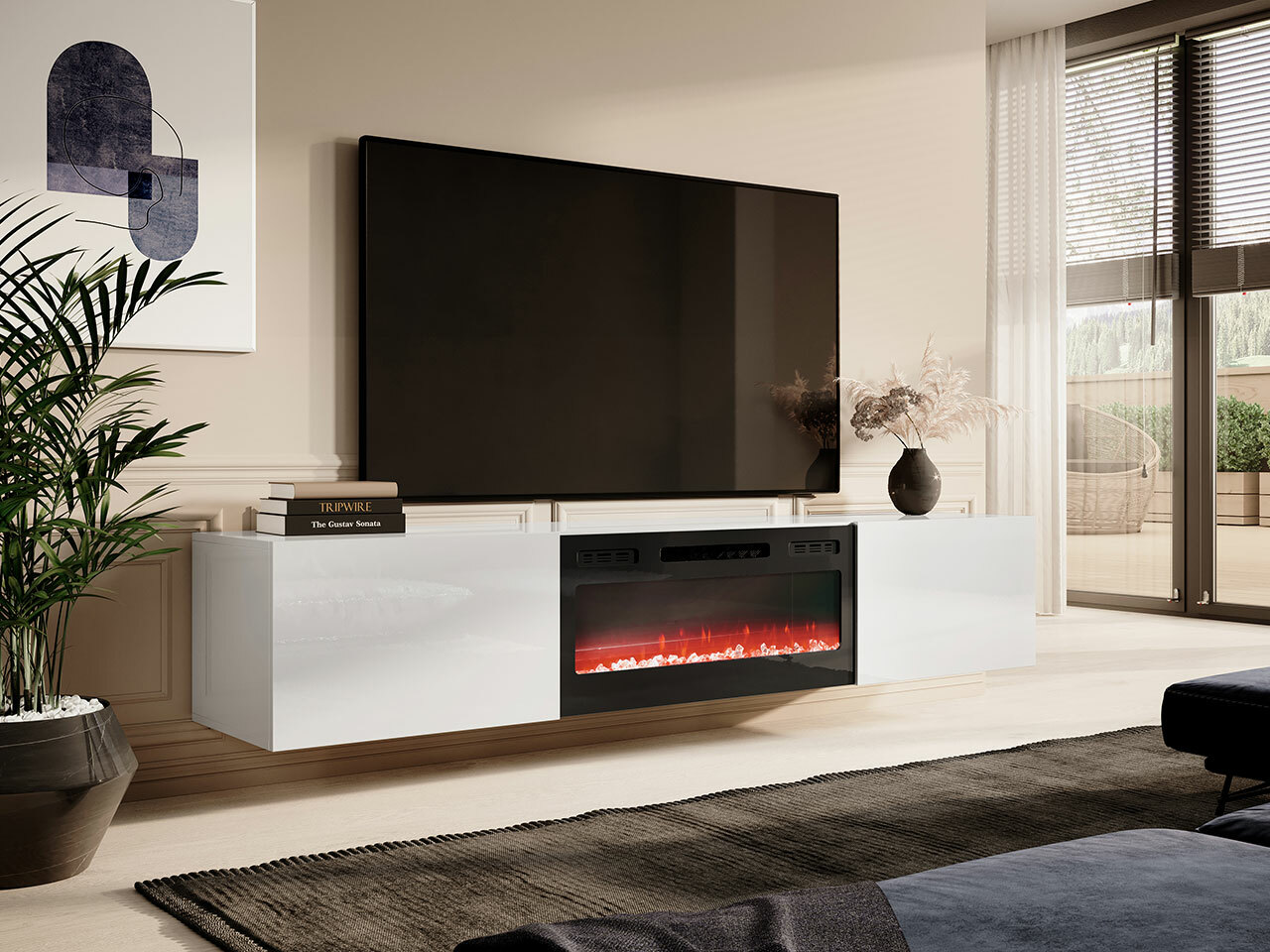 TV galds Imago I (Balts + Glancēts balts)