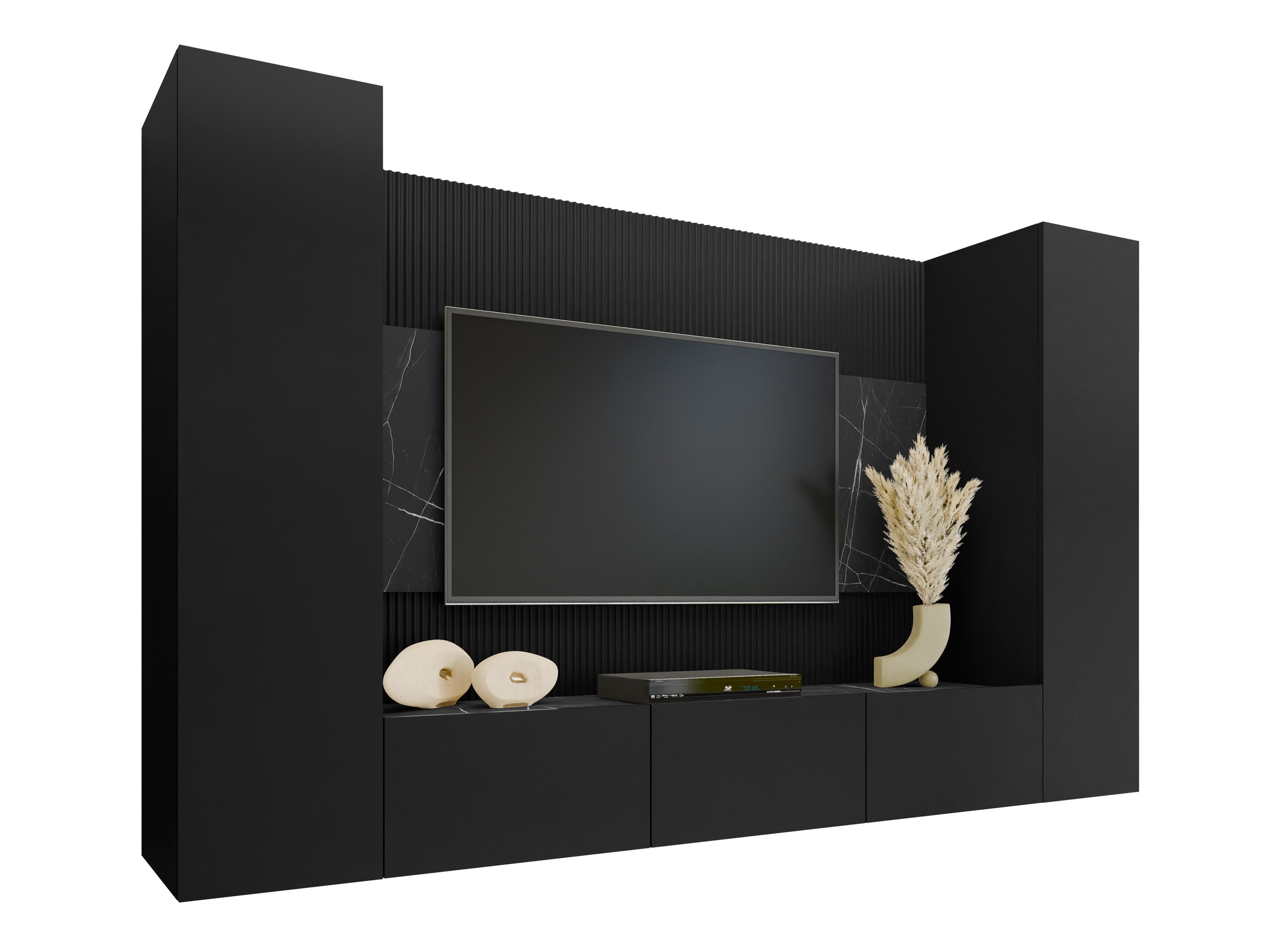 Viesistabas komplekts Comfivo Salix V (Melns + Melnais marmors)