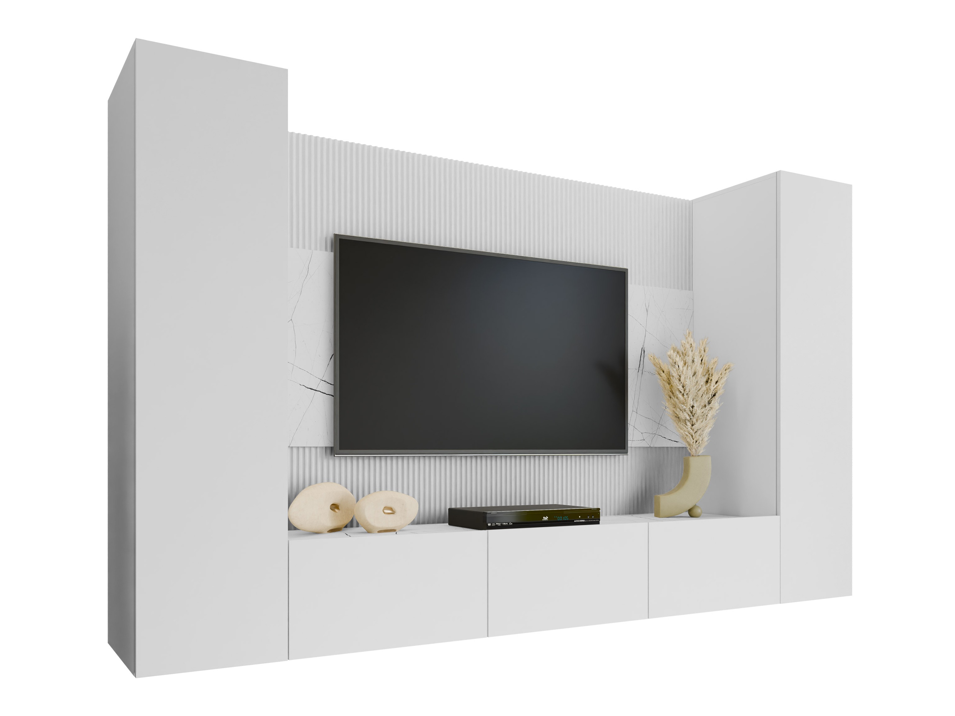 Viesistabas komplekts Comfivo Salix V (Balts + Balts marmors)