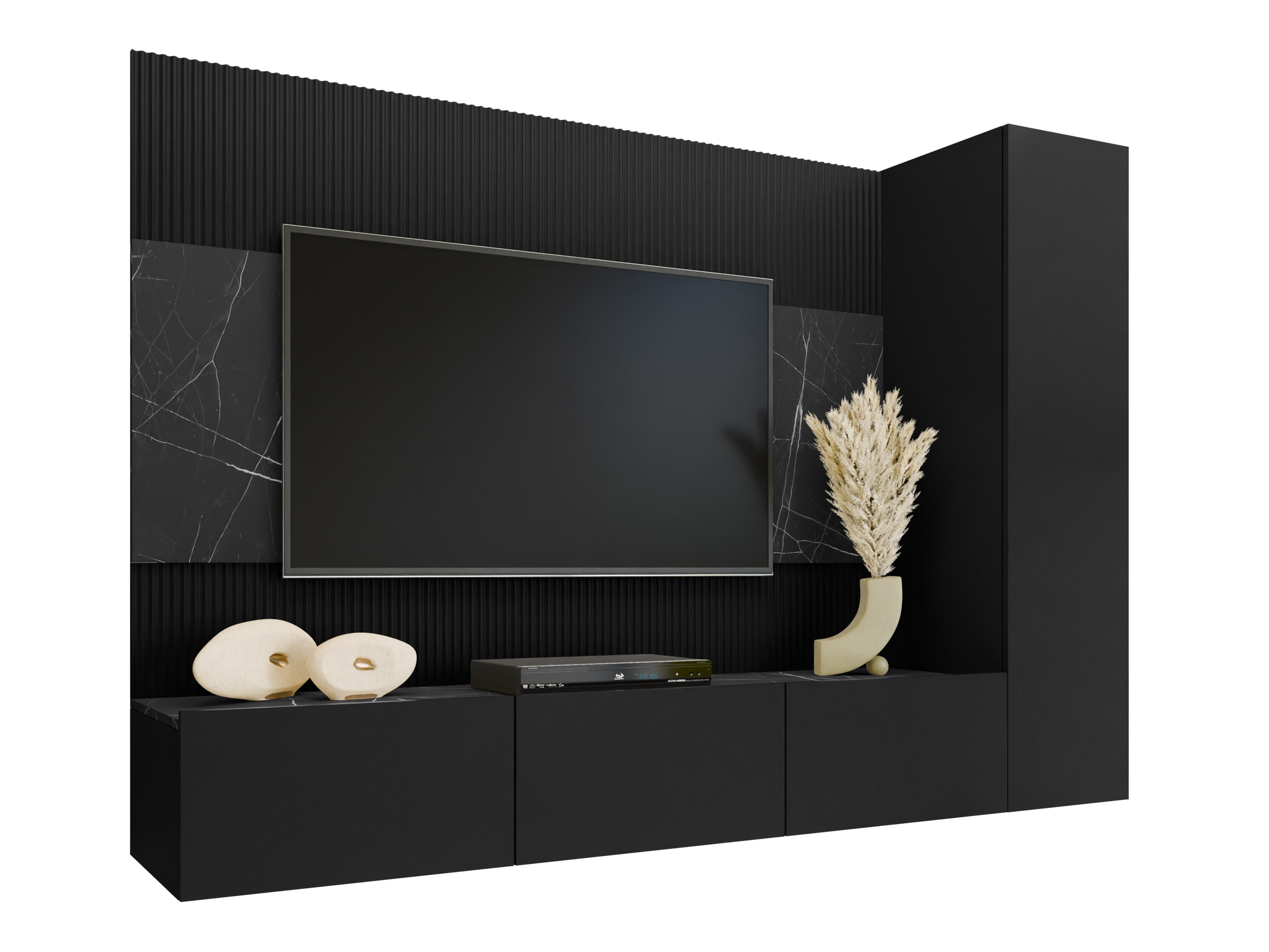 Viesistabas komplekts Comfivo Salix VI (Melns + Melnais marmors)