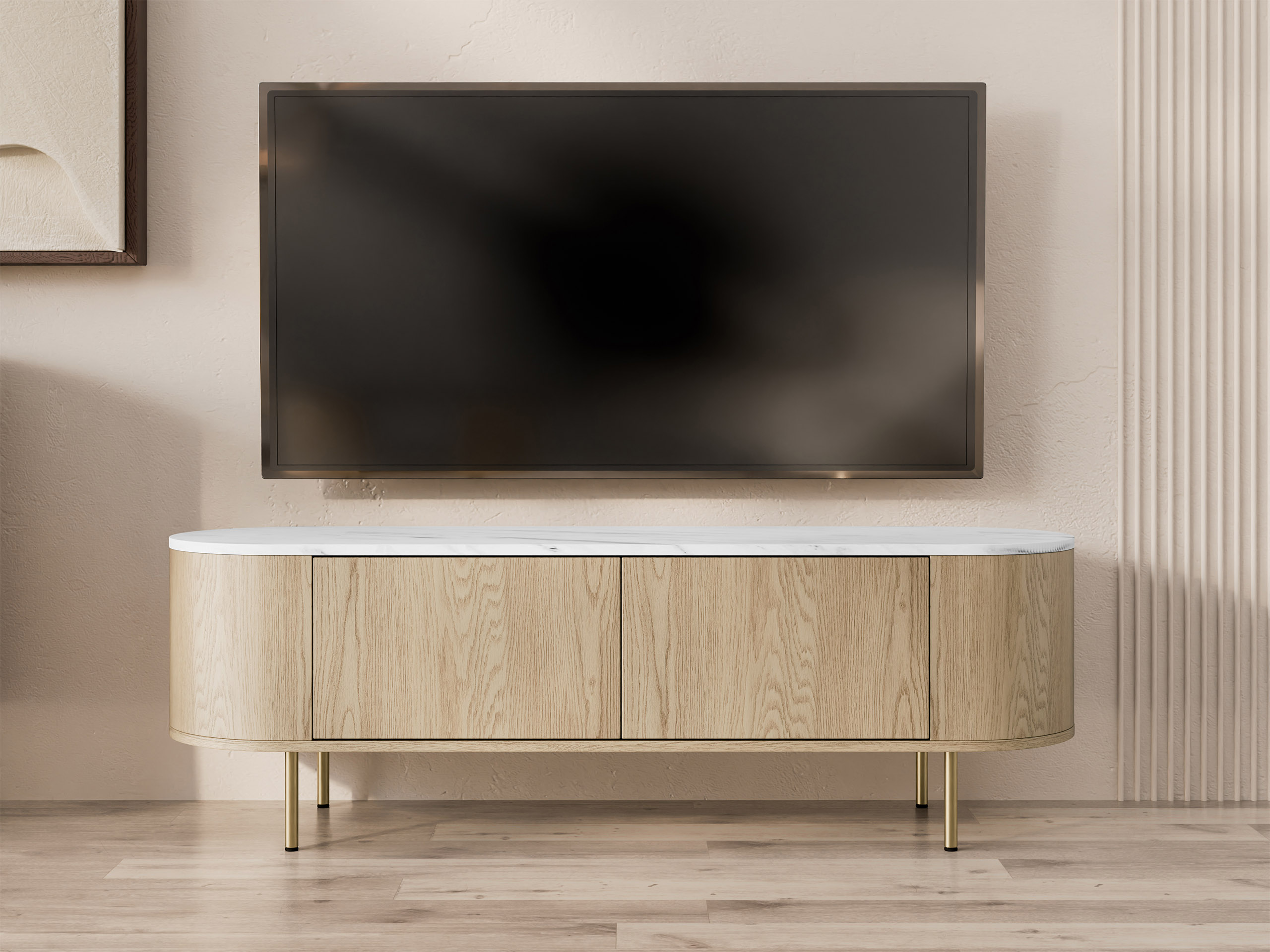 TV galds Comfivo Livtena (Balts marmors + Zelta)