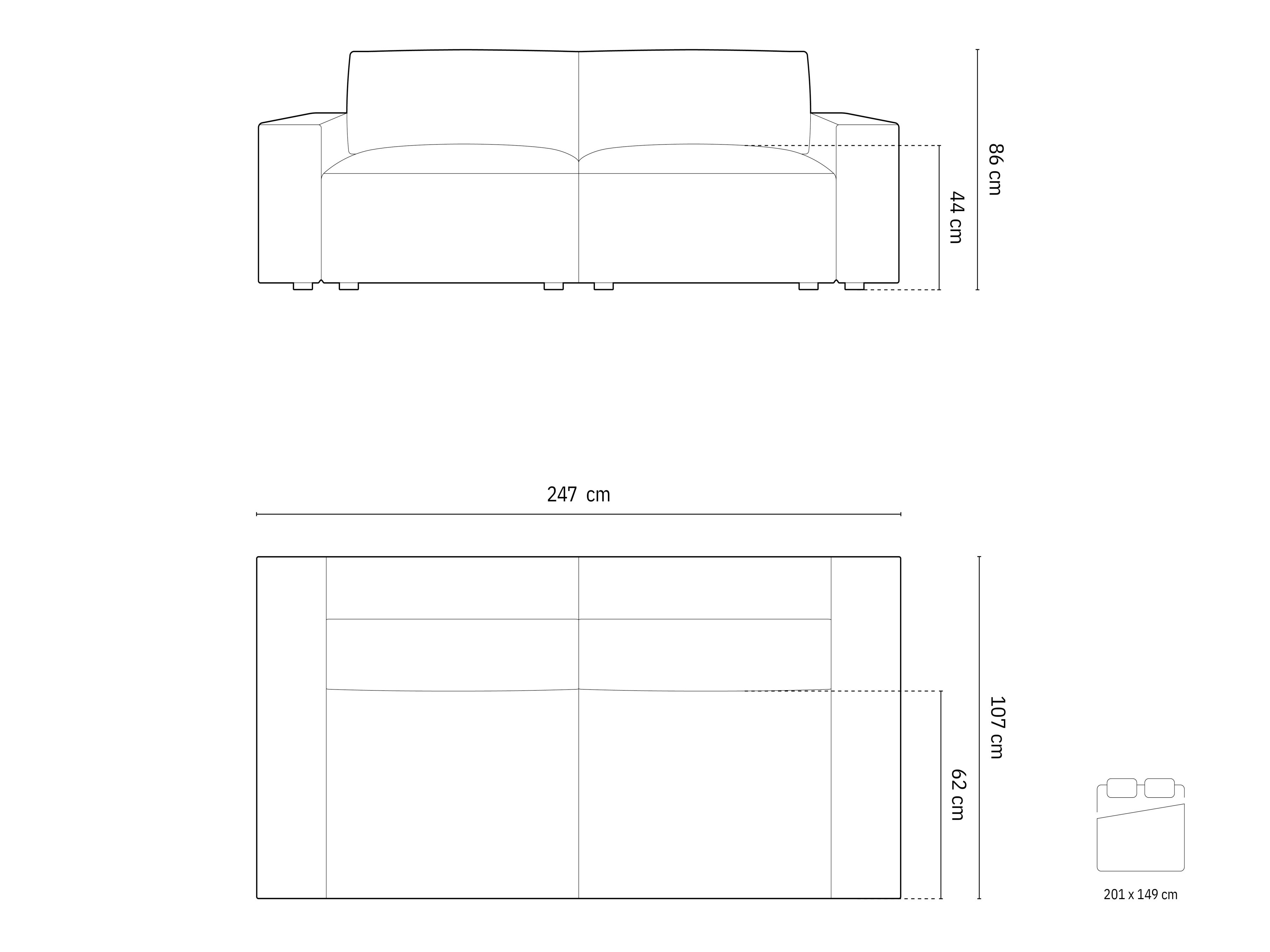 Dīvāns gulta Lomcalu 108 (Bluvel 19)