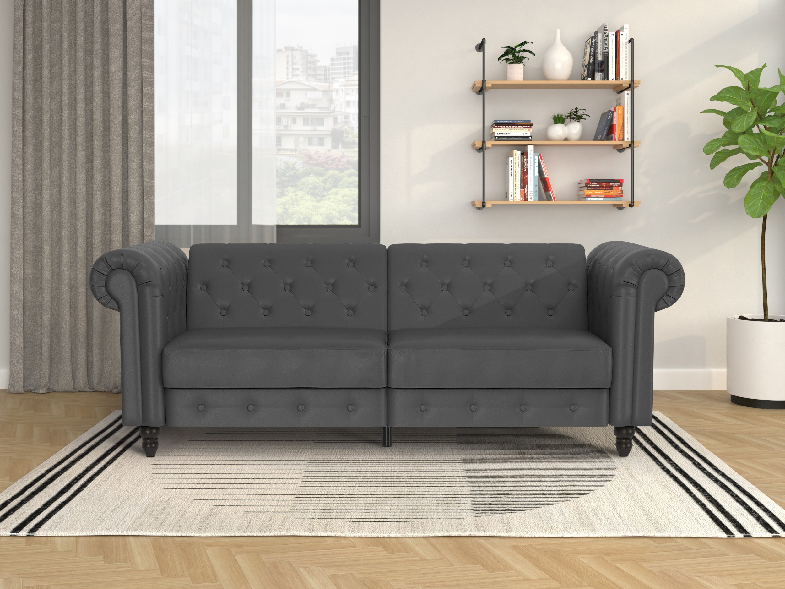 Chesterfield dīvāns Tulsa 217 (Tumši pelēks)