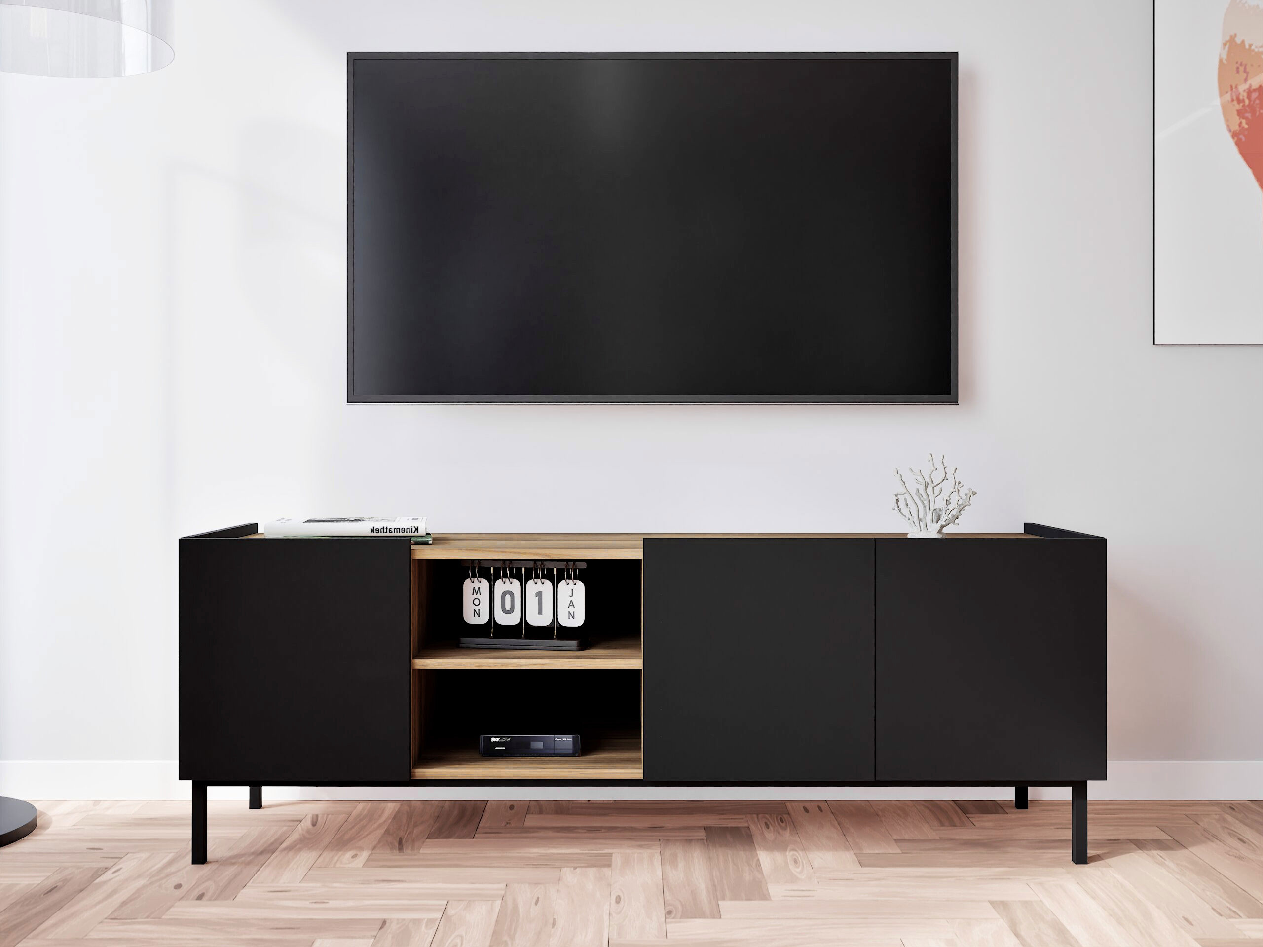 TV galds Veldome 102 (Melns + Gaiši brūns)