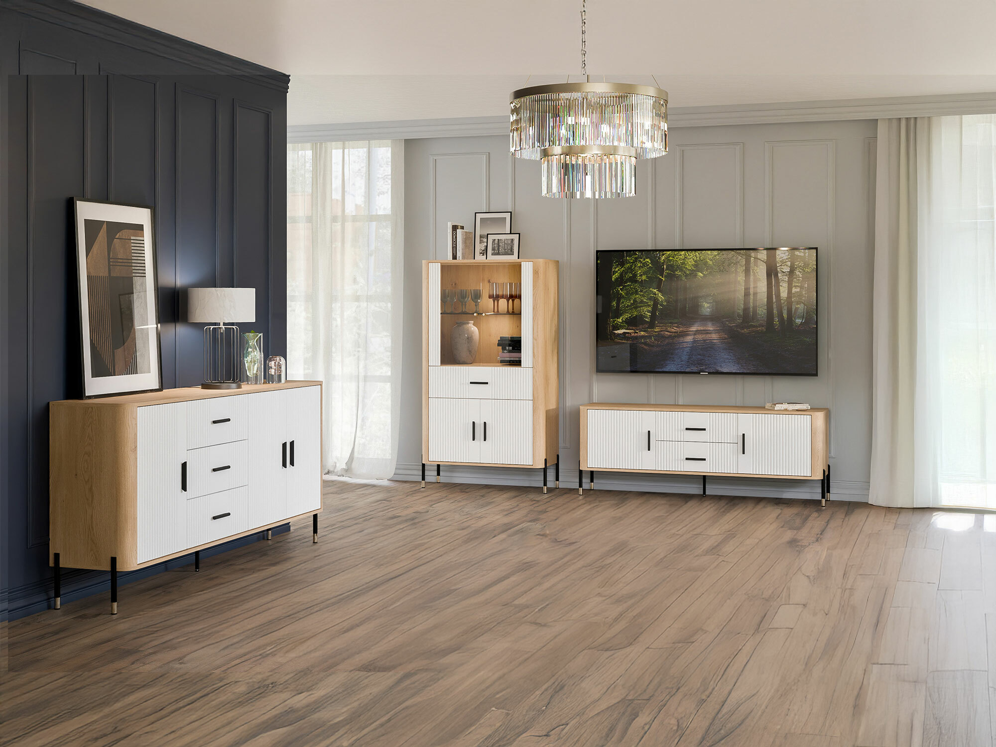 Viesistabas komplekts Flosora 147 (Balts)