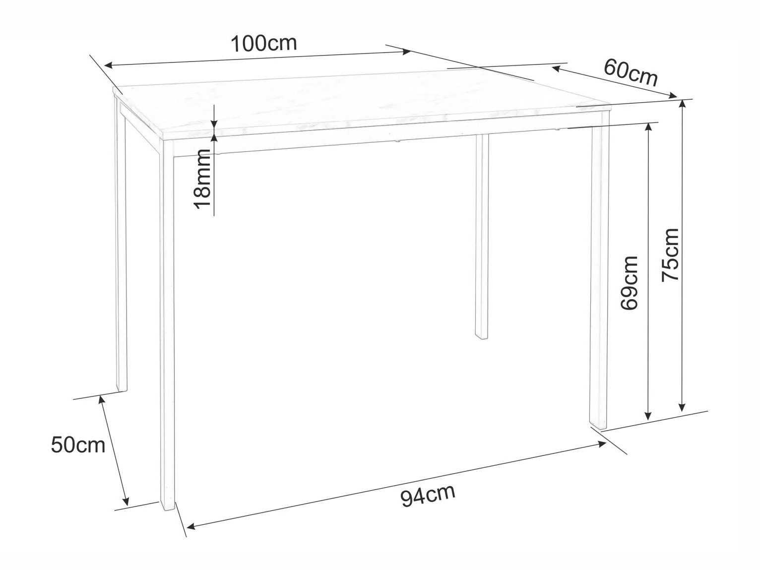 Galds Detroit 861 (Balts marmors + Melns)