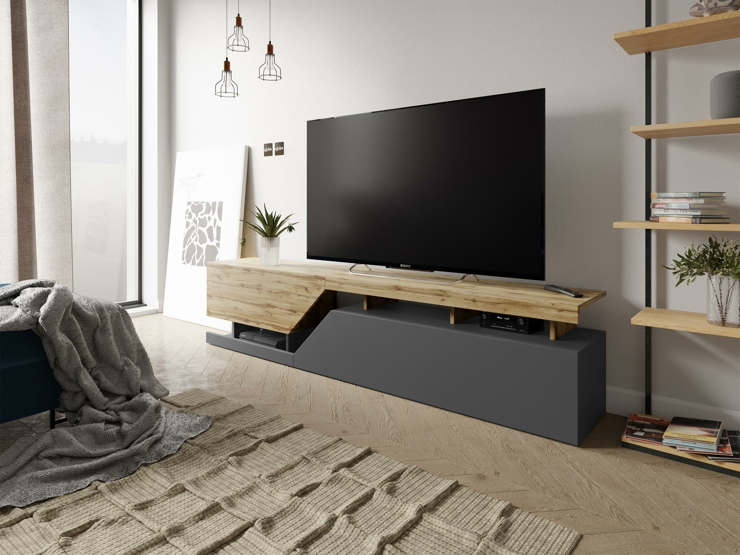 TV galds Comfivo Daldune I (Antracīts + Votan ozols)