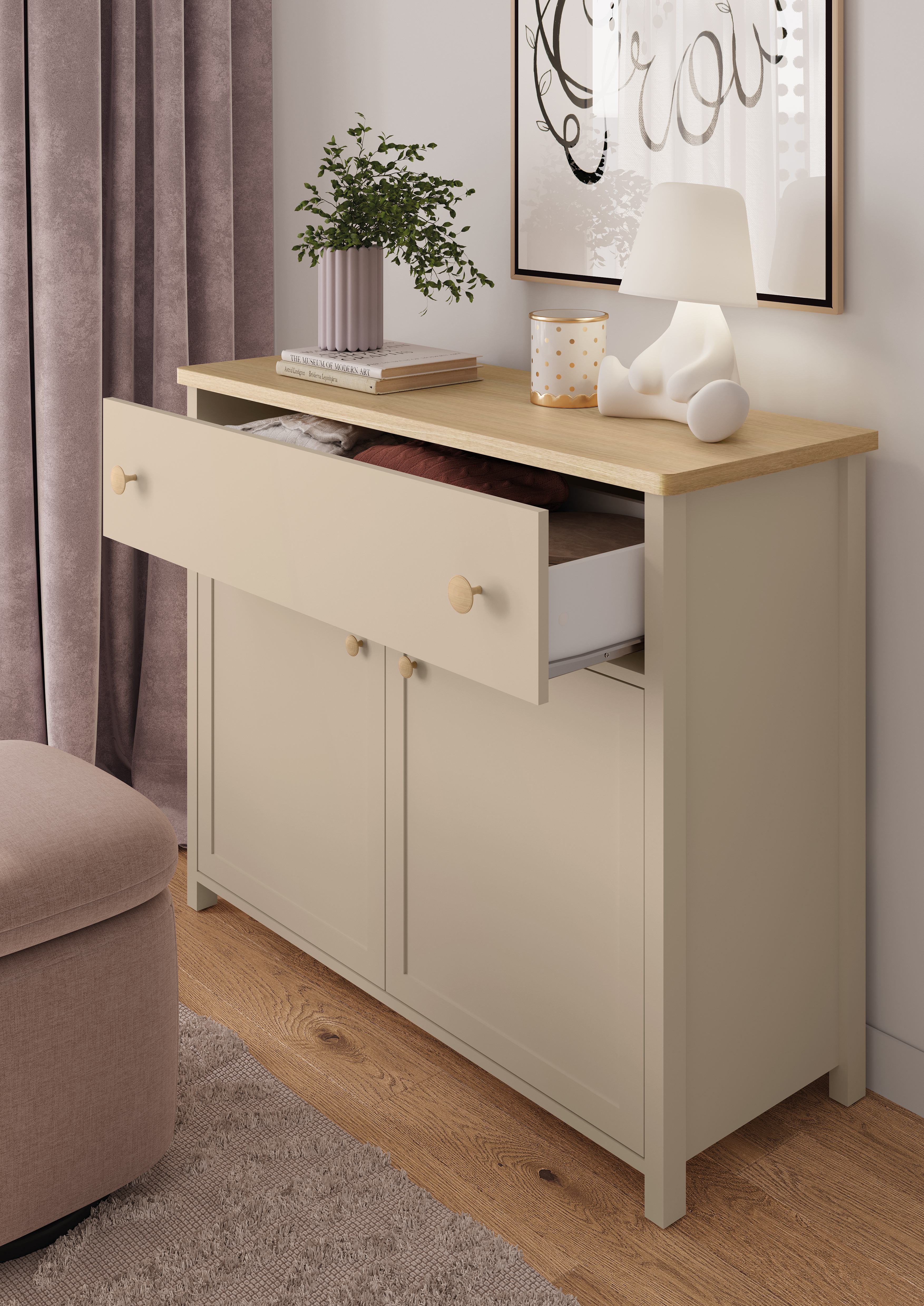 Kumode Romelbo 150 (Bēšs + Ozols)