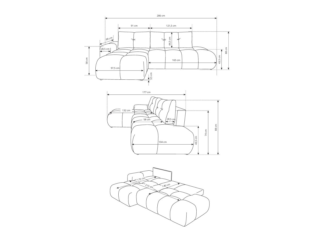 Stūra dīvāns Kingston 156 (Flow 22)