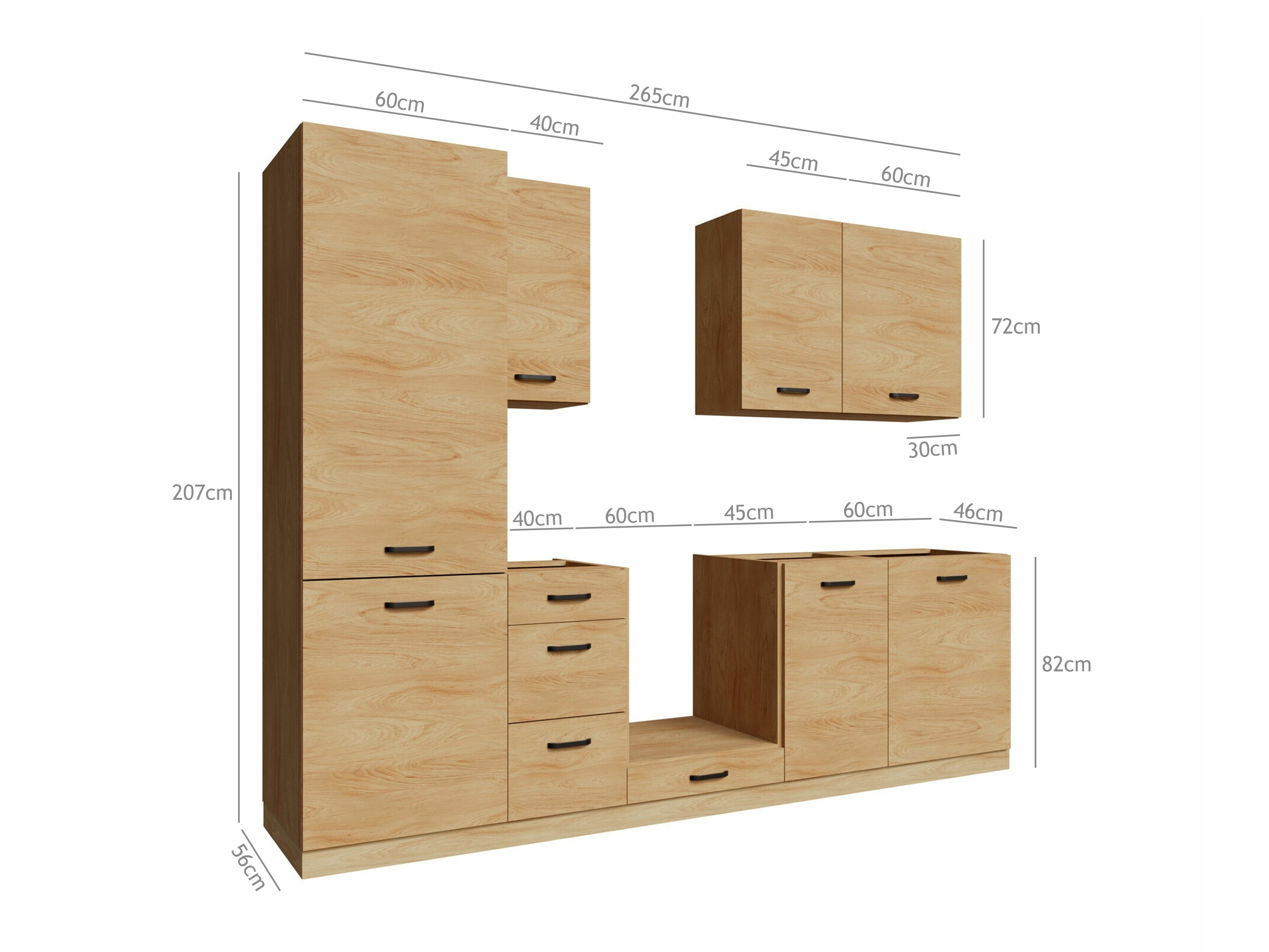 Moduļu virtuves komplekts Amper Oak 167