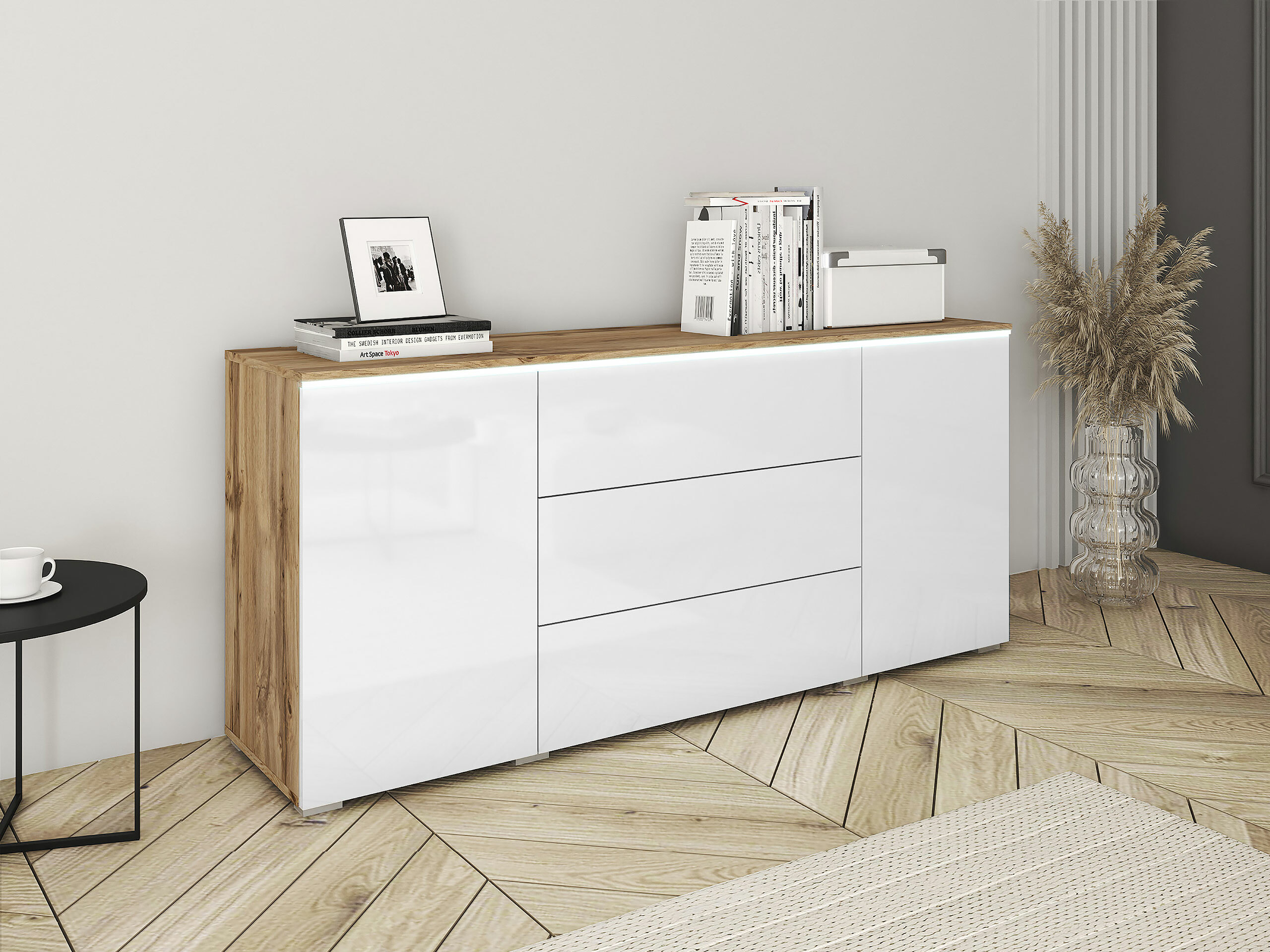 Kumode Mirfivo 102 (Votan ozols + Glancēts balts)