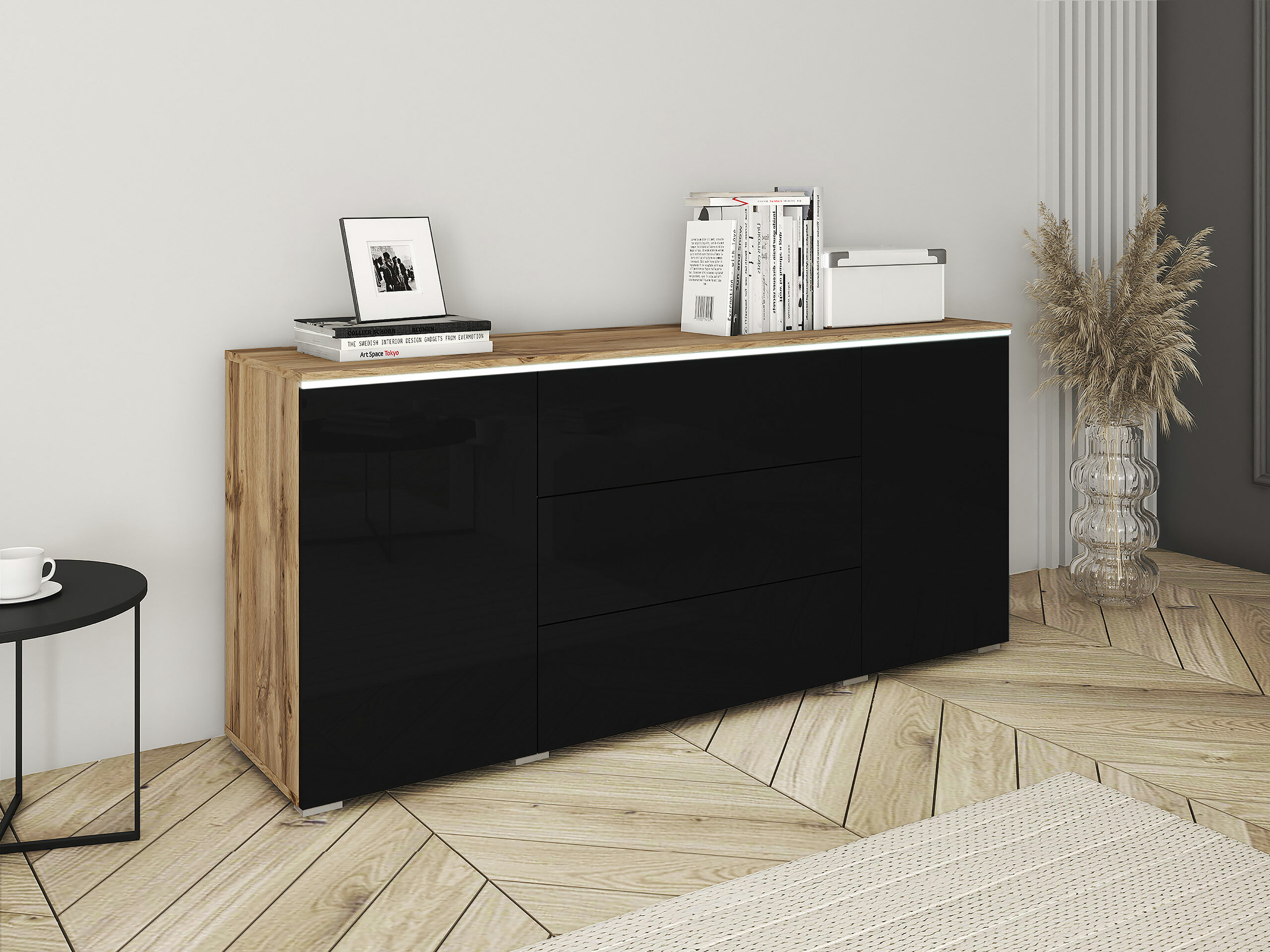 Kumode Mirfivo 102 (Votan ozols + Glancēts melns)