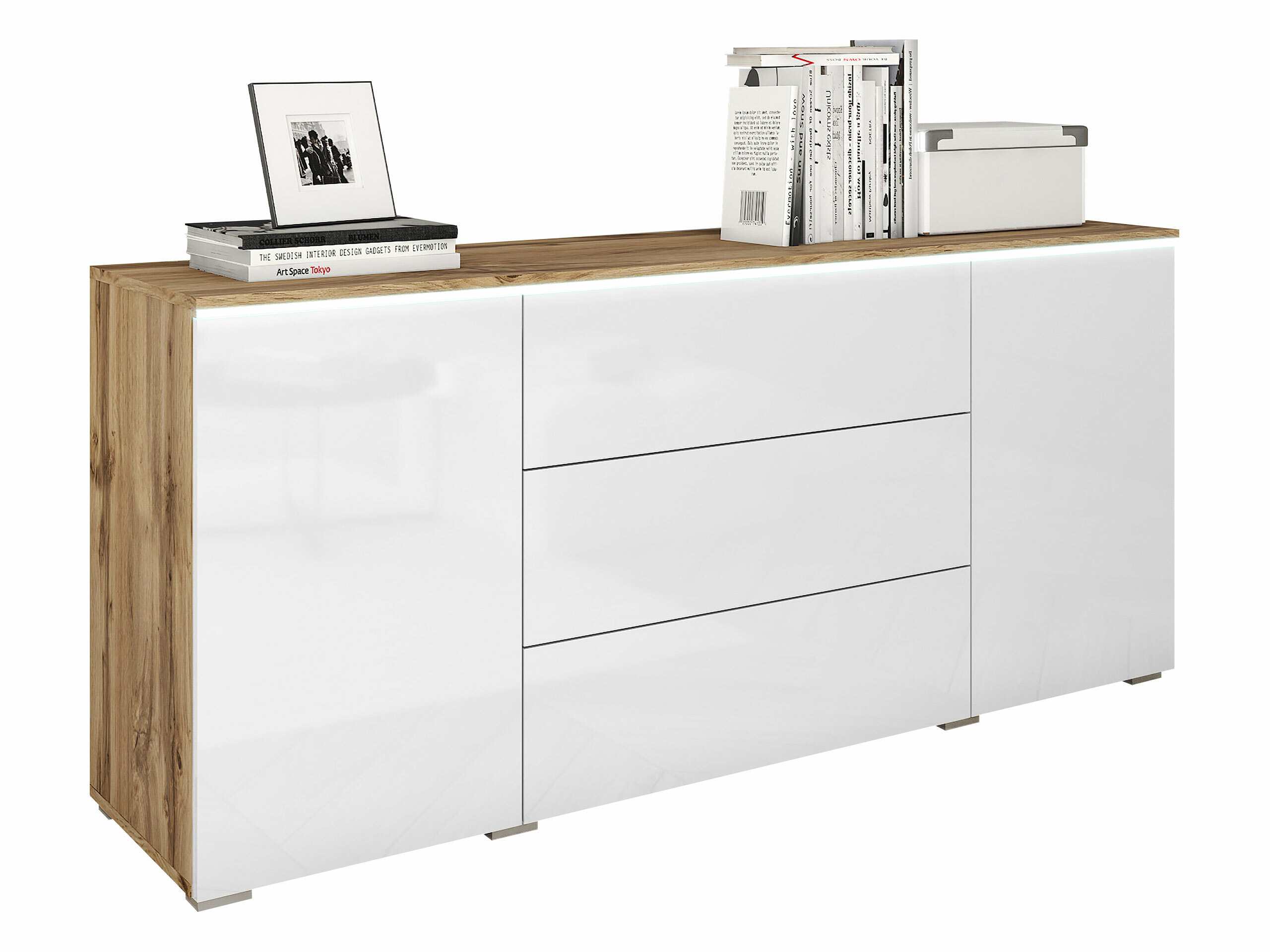 Kumode Mirfivo 102 (Votan ozols + Glancēts balts)