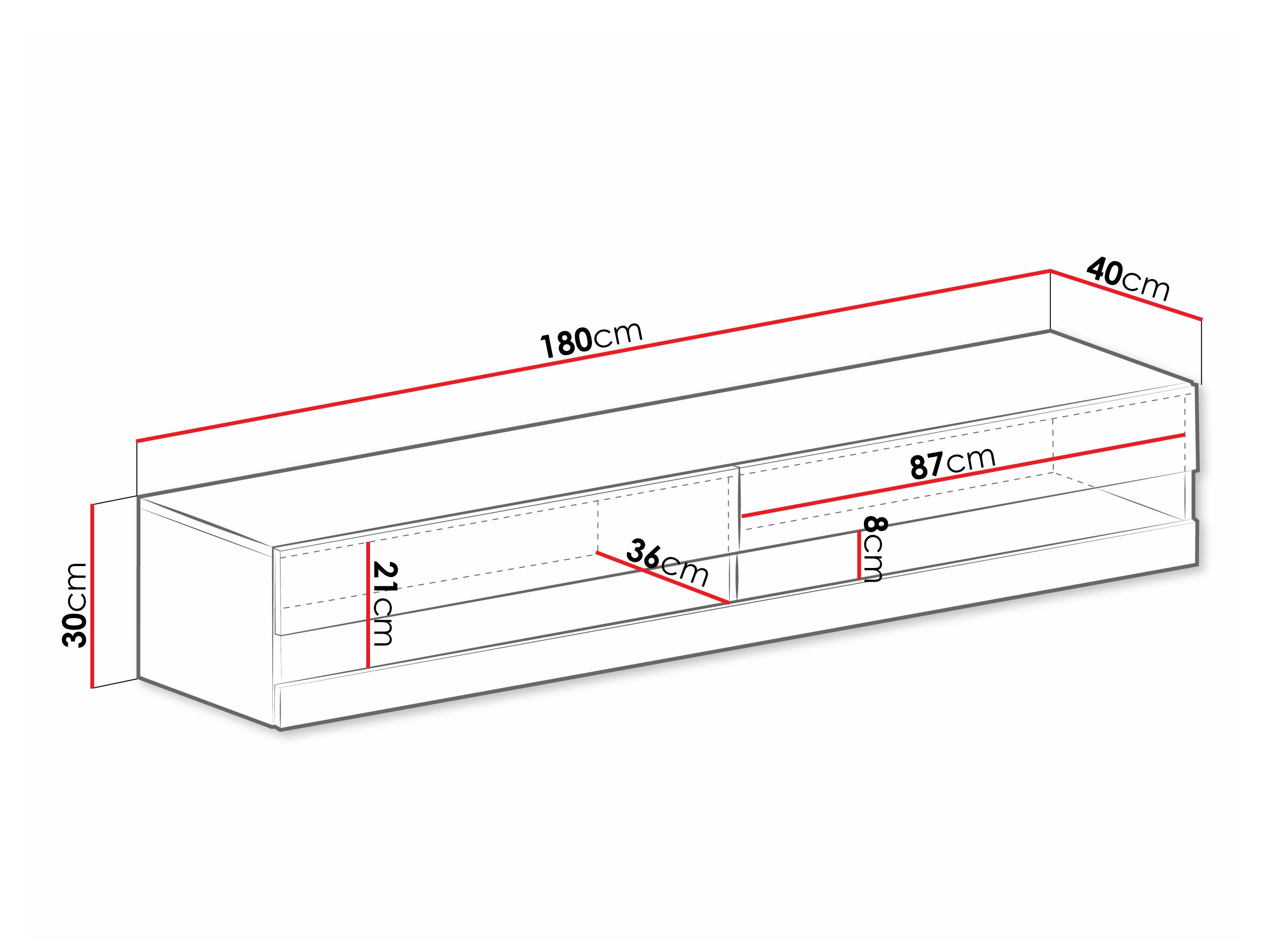 TV galds Vilrin (Balts + Glancēts balts)