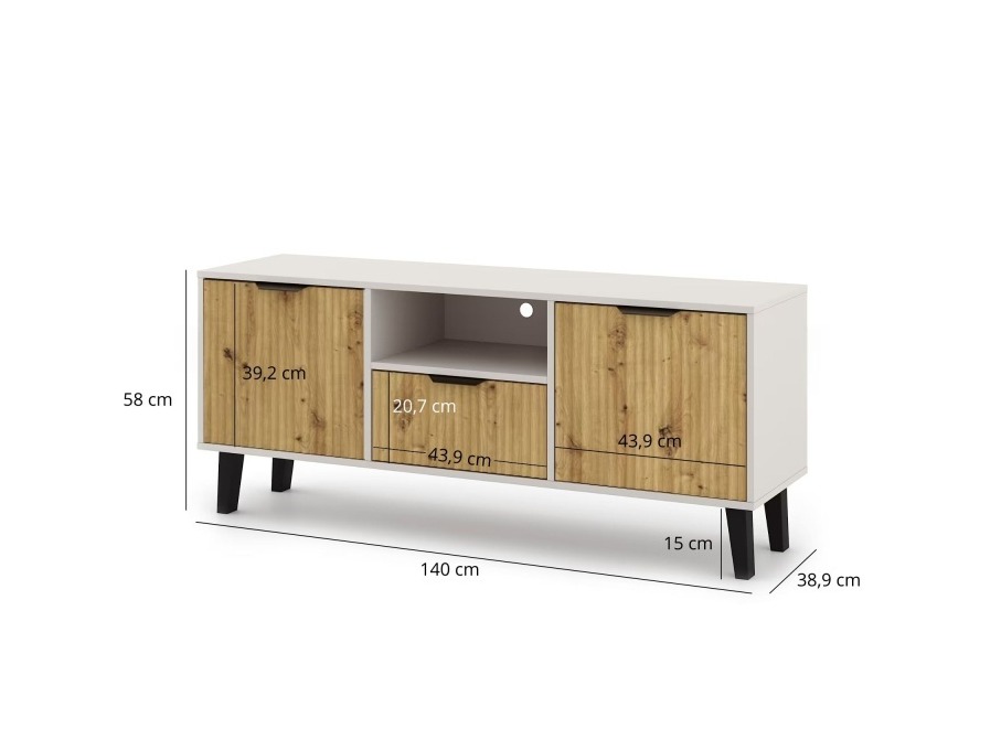 TV galds Dorophu 104 (Kašmirs + Artisan ozols)