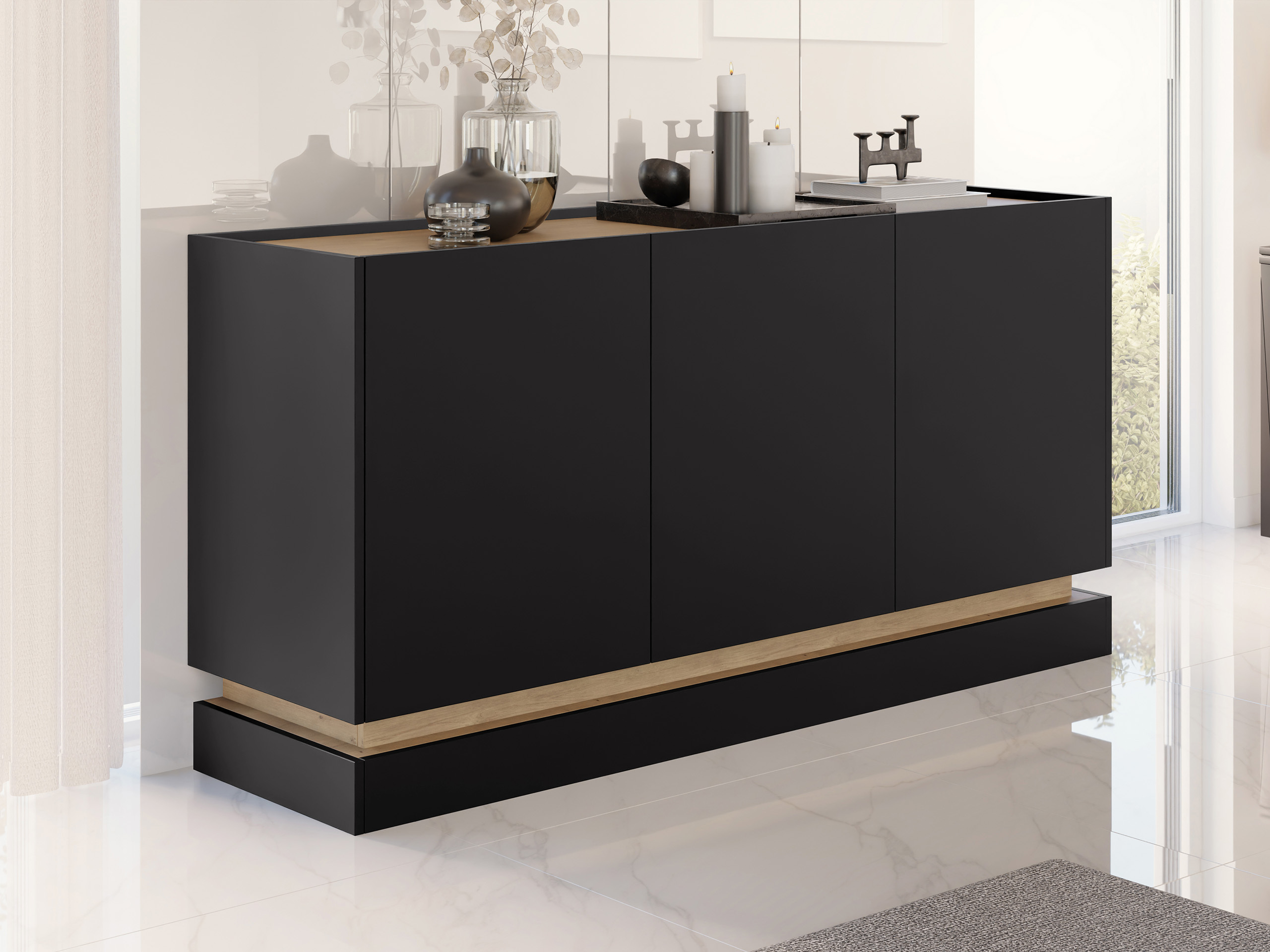 Skapis Comfivo Tilia I (Melns + Ozols)