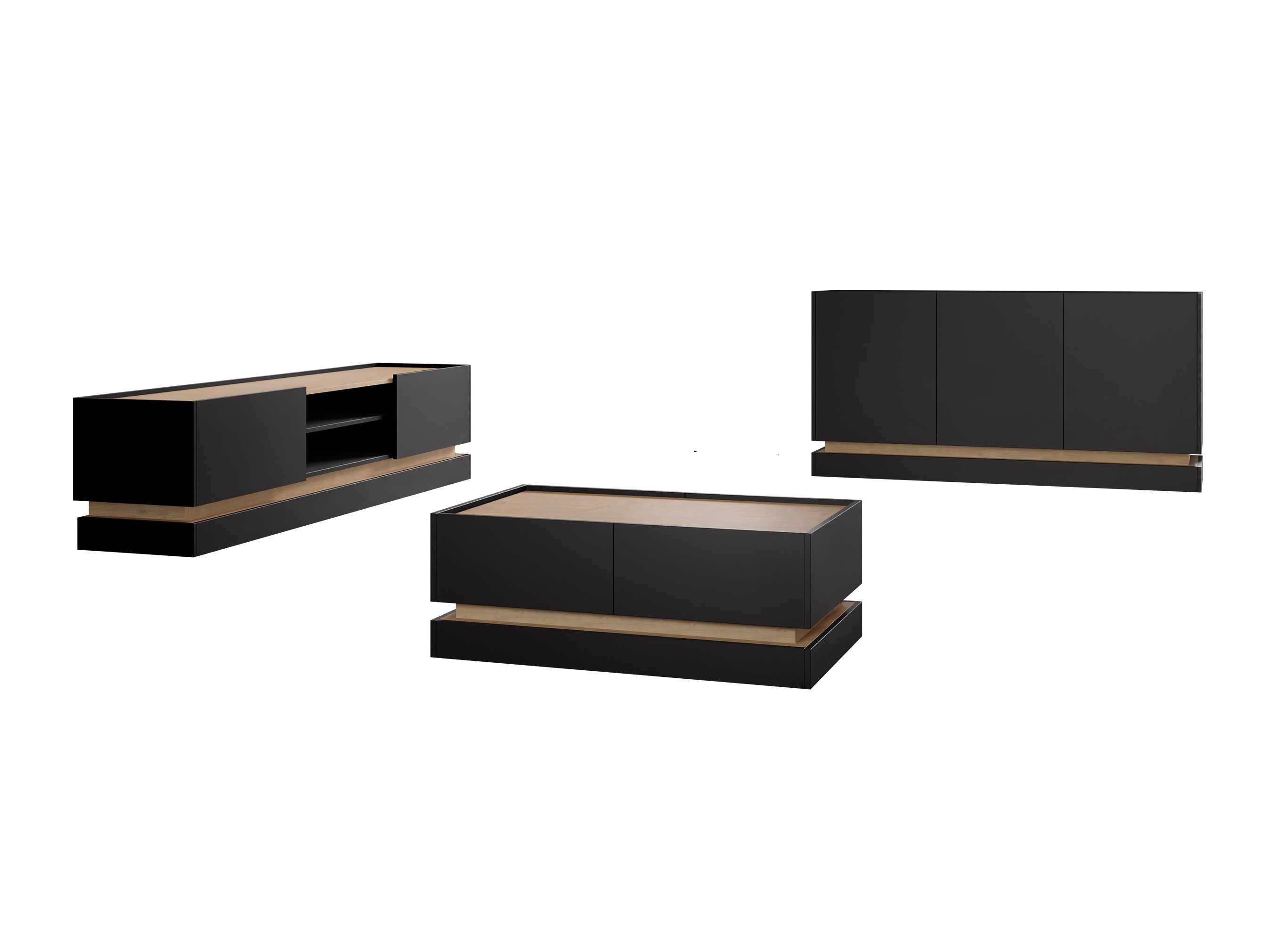 Viesistabas komplekts Comfivo Tilia (Melns + Ozols)