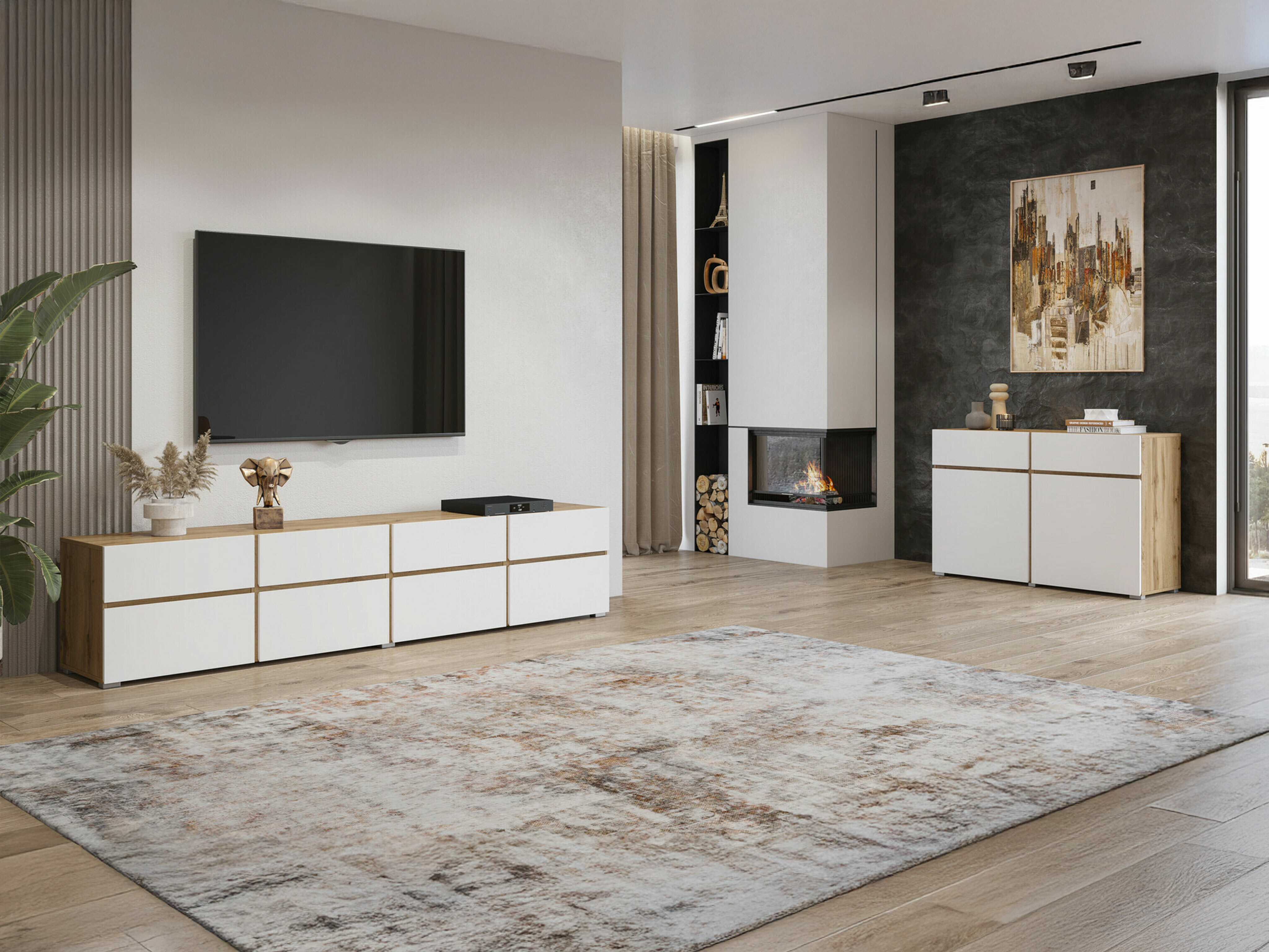 TV galds Alfere 101 (Wotak ozols + Balts)