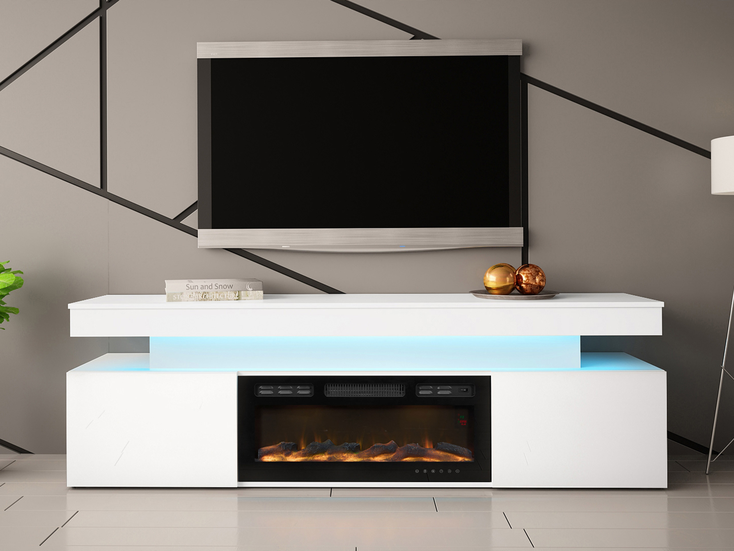 TV galds Monfero I (Balts + Glancēts balts)