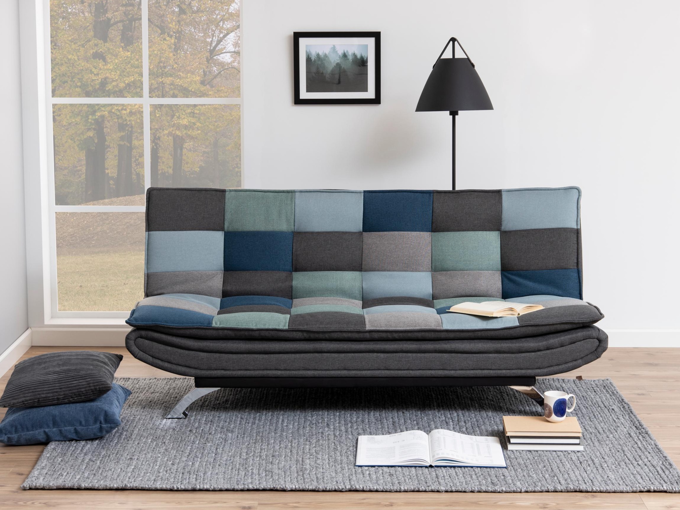 Dīvāns gulta Norsica 228 (Pelēks + Zils)