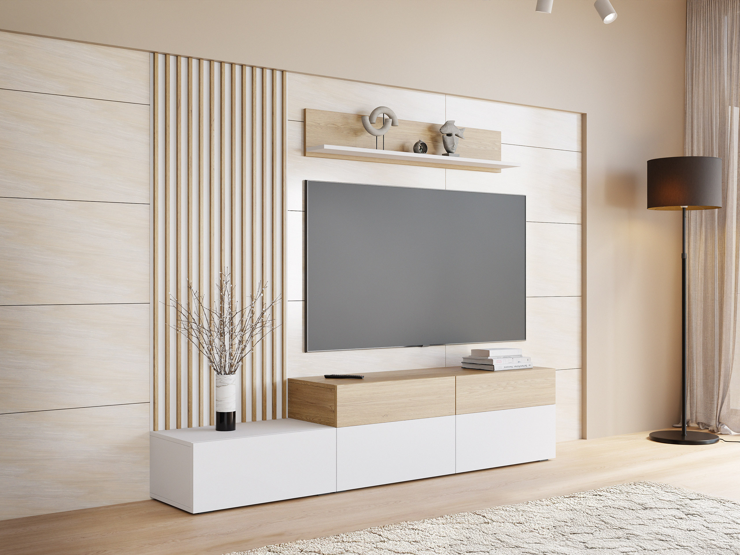Viesistabas komplekts Comfivo Munium I (Balts + Ozols)