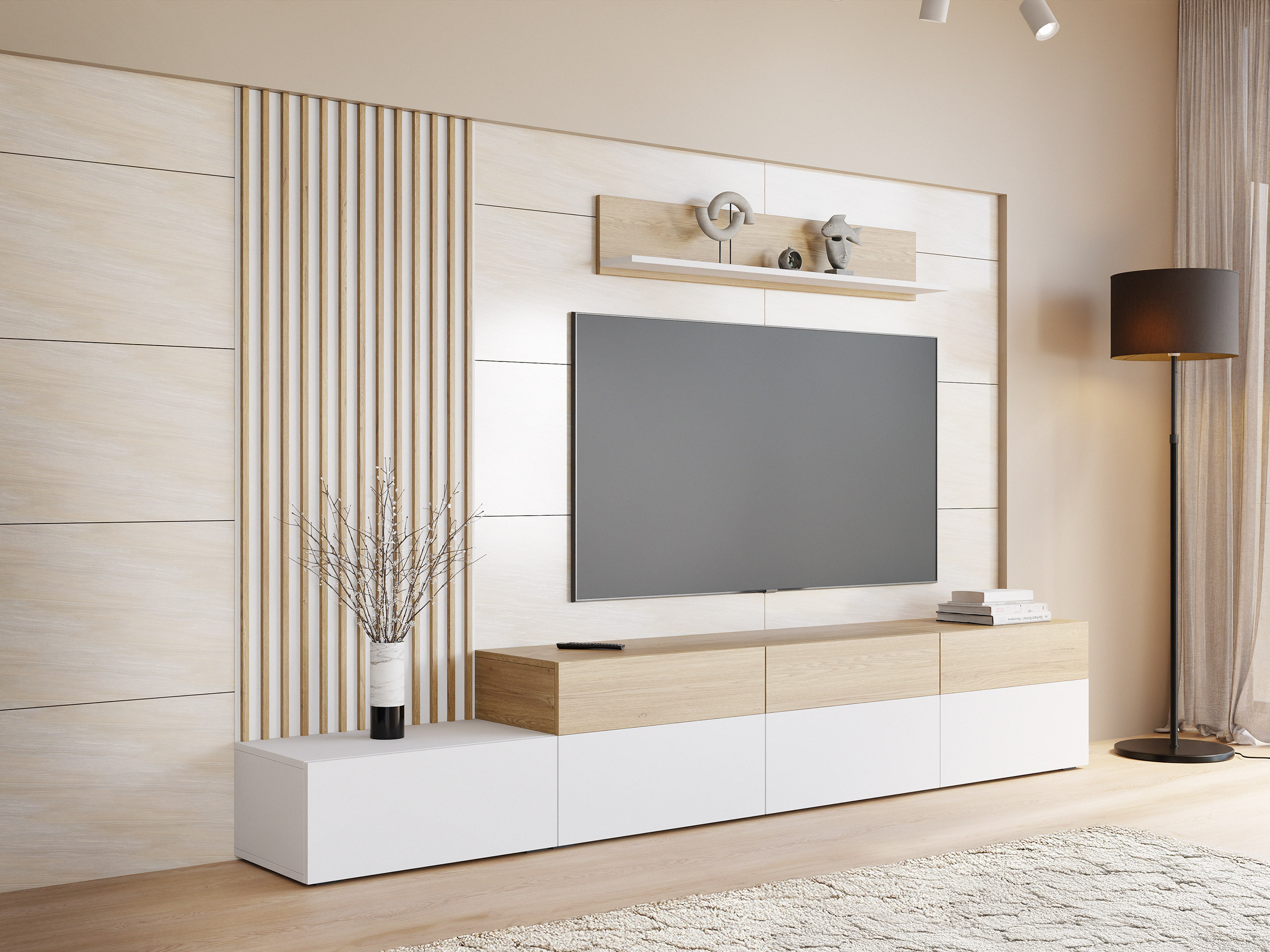 Viesistabas komplekts Comfivo Munium II (Balts + Ozols)