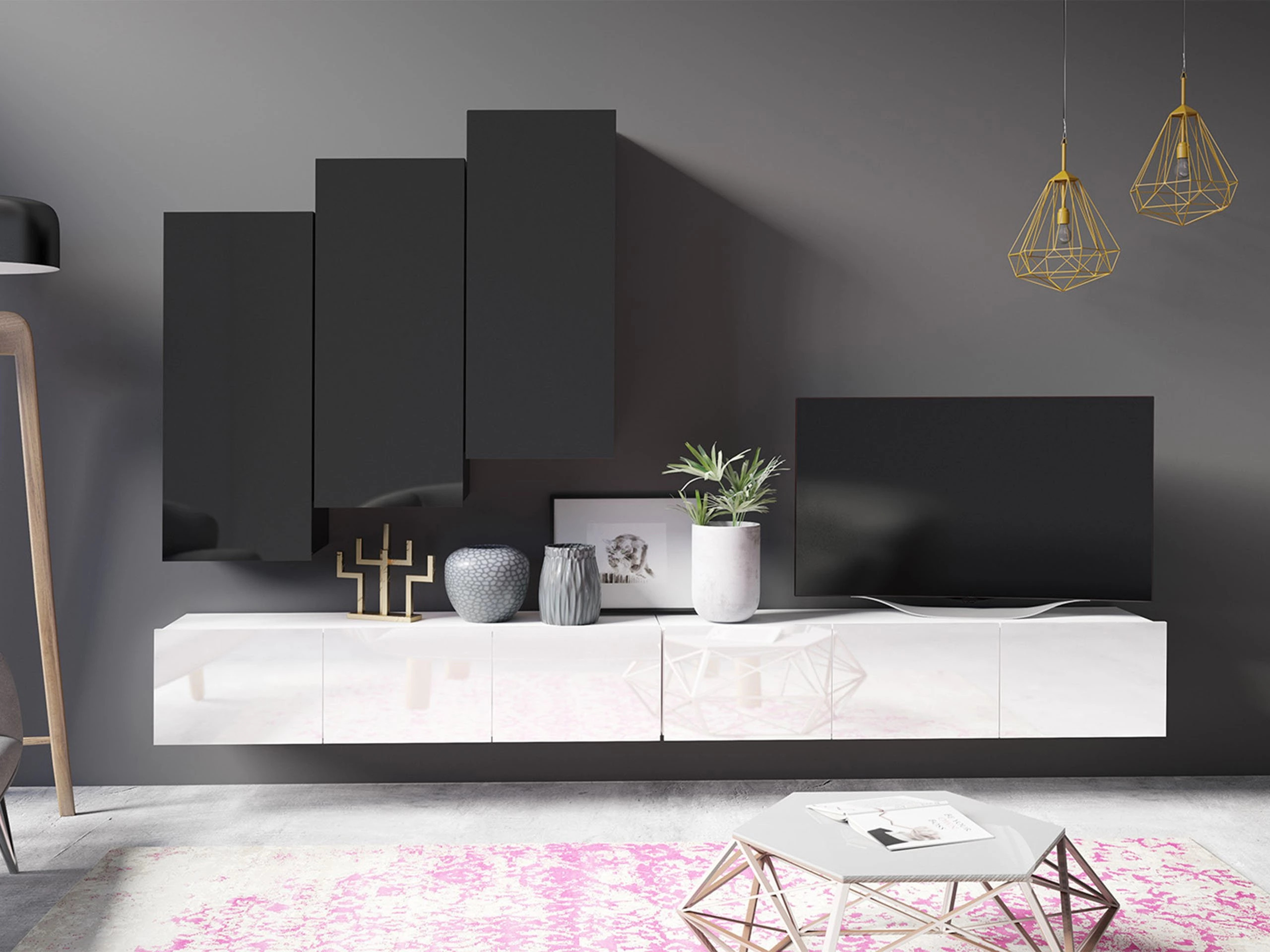Viesistabas komplekts Remus XX (Balts + Melns)