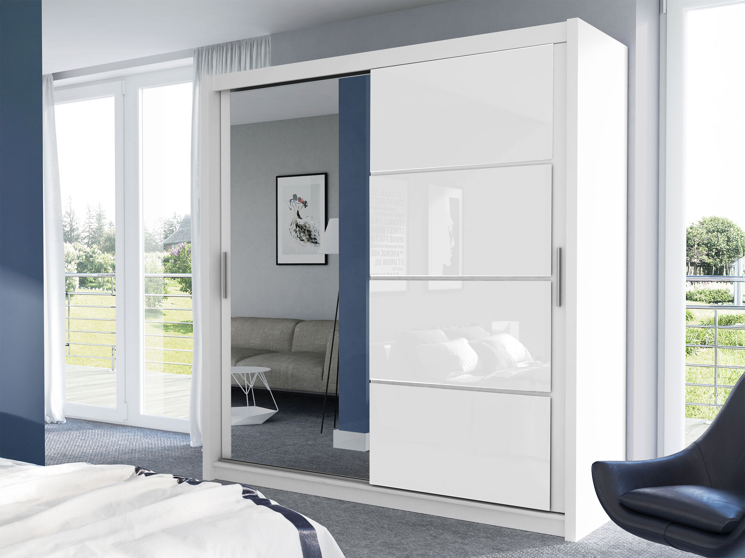 Skapis Honolulu 111 (Balts + Glancēts balts)