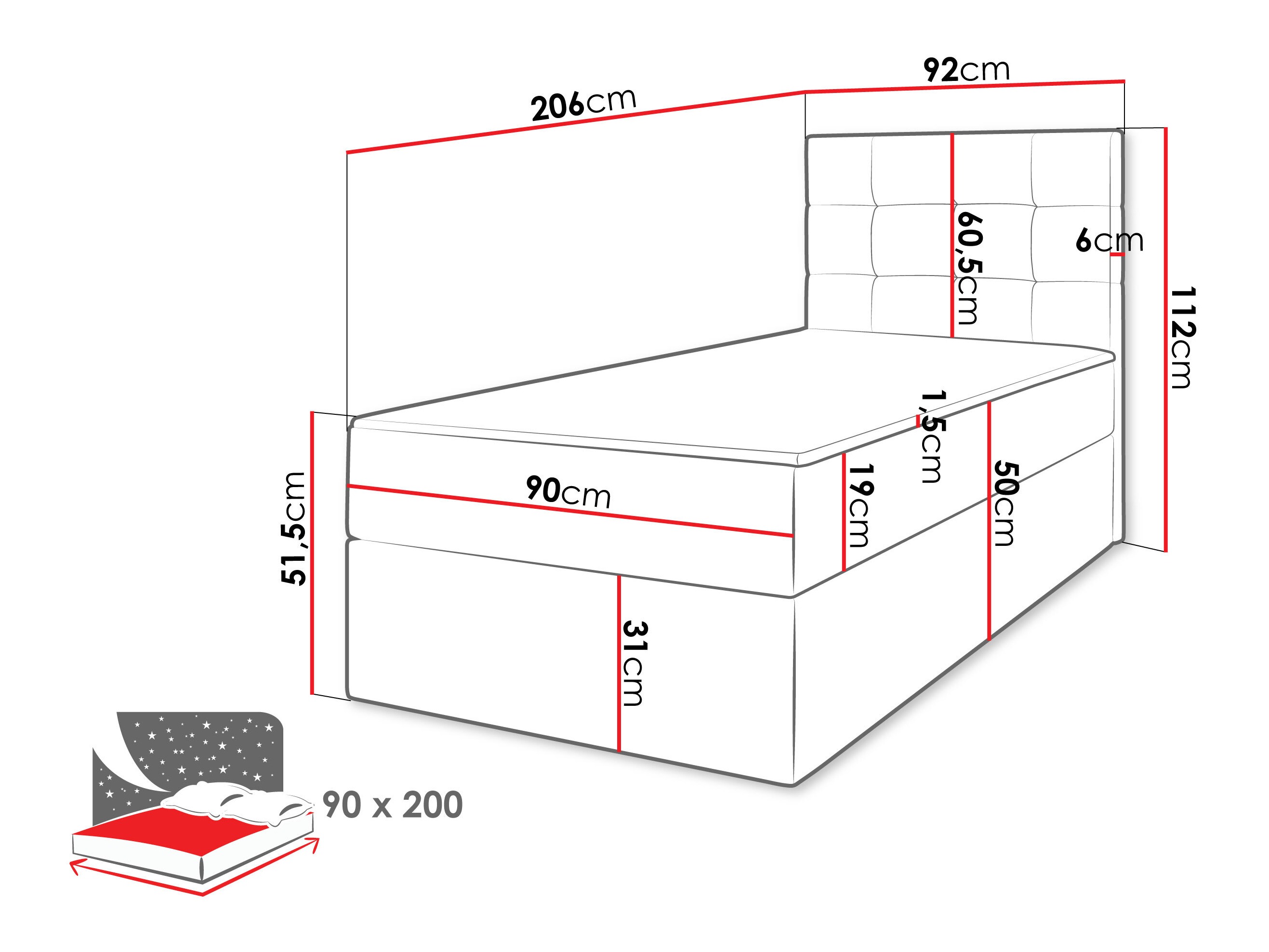 Kontinentālā gulta Comfivo Osculum II (Lambi 03)