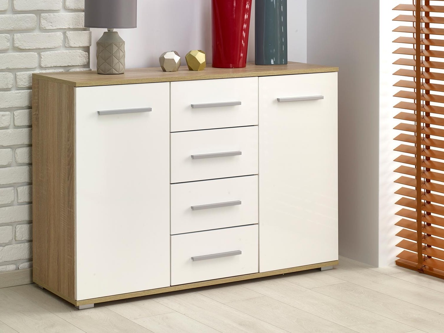 Kumode Cirveso 103 (Sonomas ozols + Glancēts balts)
