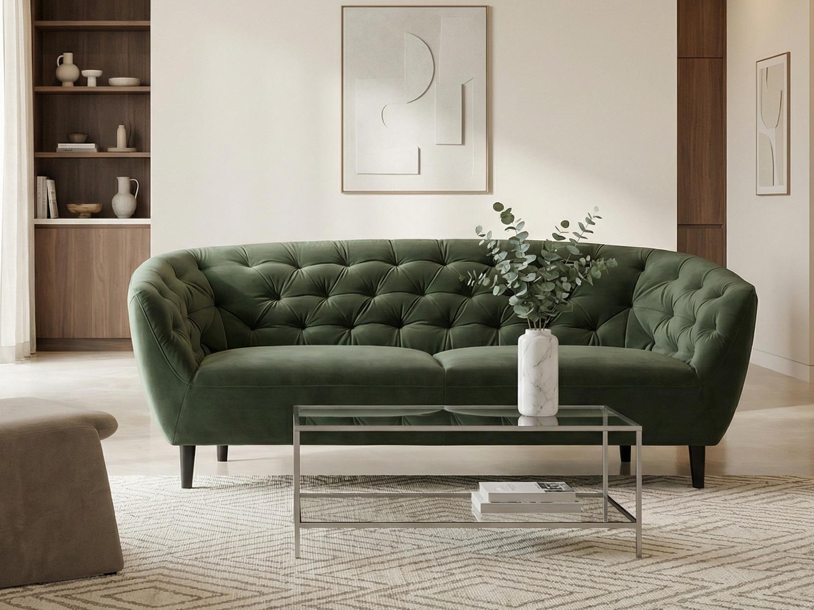 Chesterfield dīvāns Norsica 232 (Tumši zaļš)