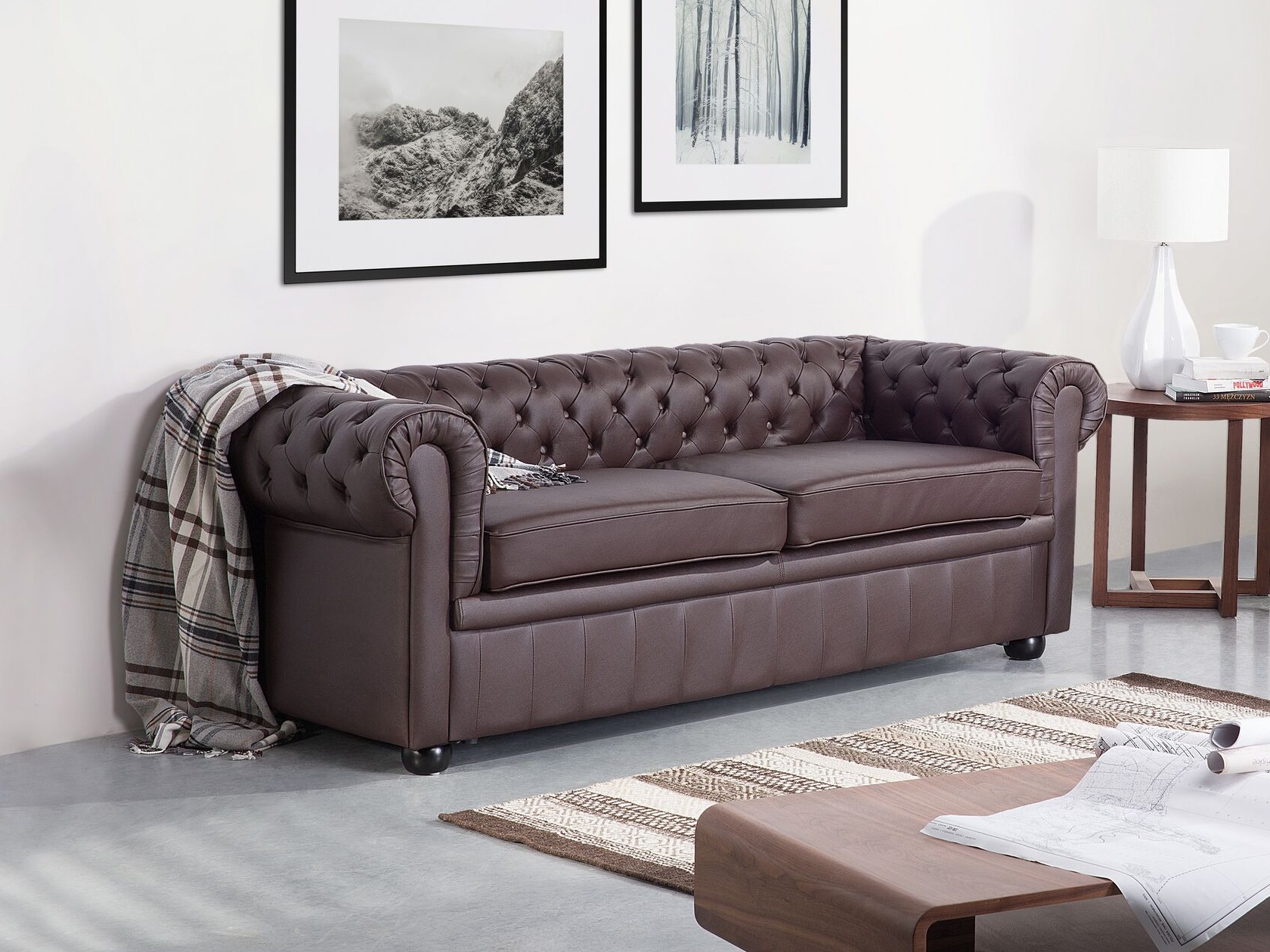 Chesterfield dīvāns Berwyn 832 (Tumši brūns)