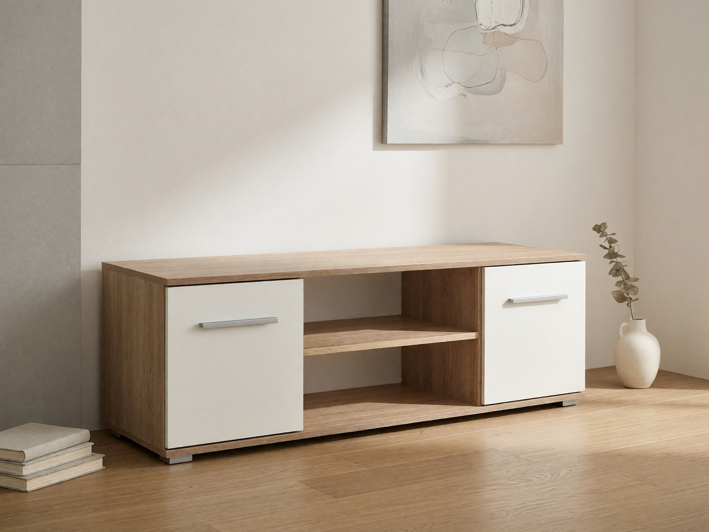 TV galds Cirveso 109 (Sonomas ozols + Glancēts balts)