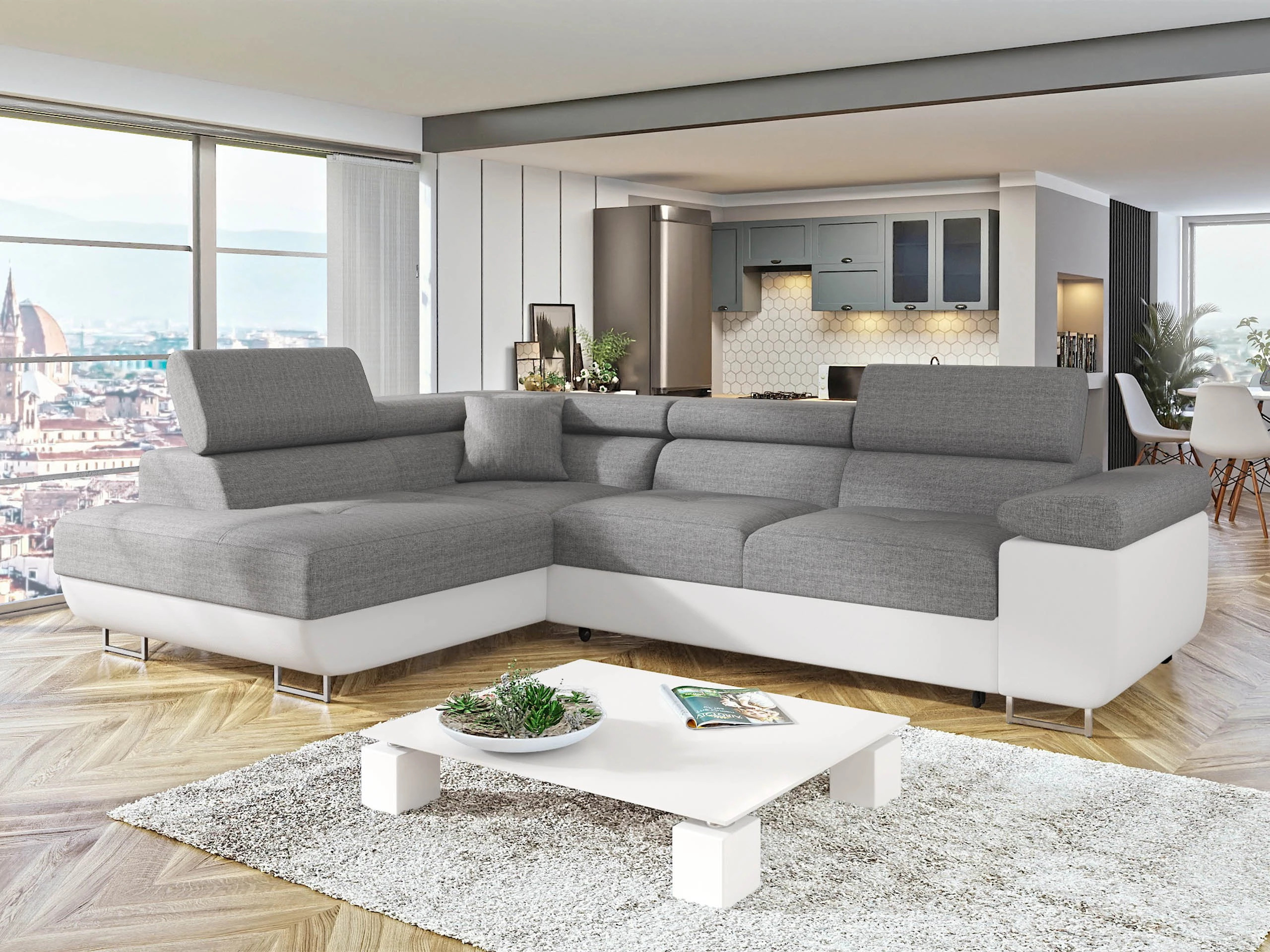 Stūra dīvāns Comfivo Vinetum (Soft 017 + Lux 05)