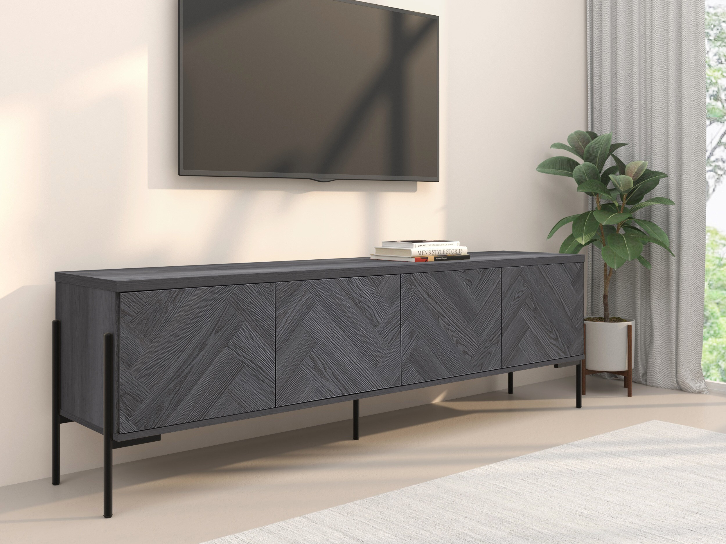 TV galds Denton 1525 (Pelēks ozols)
