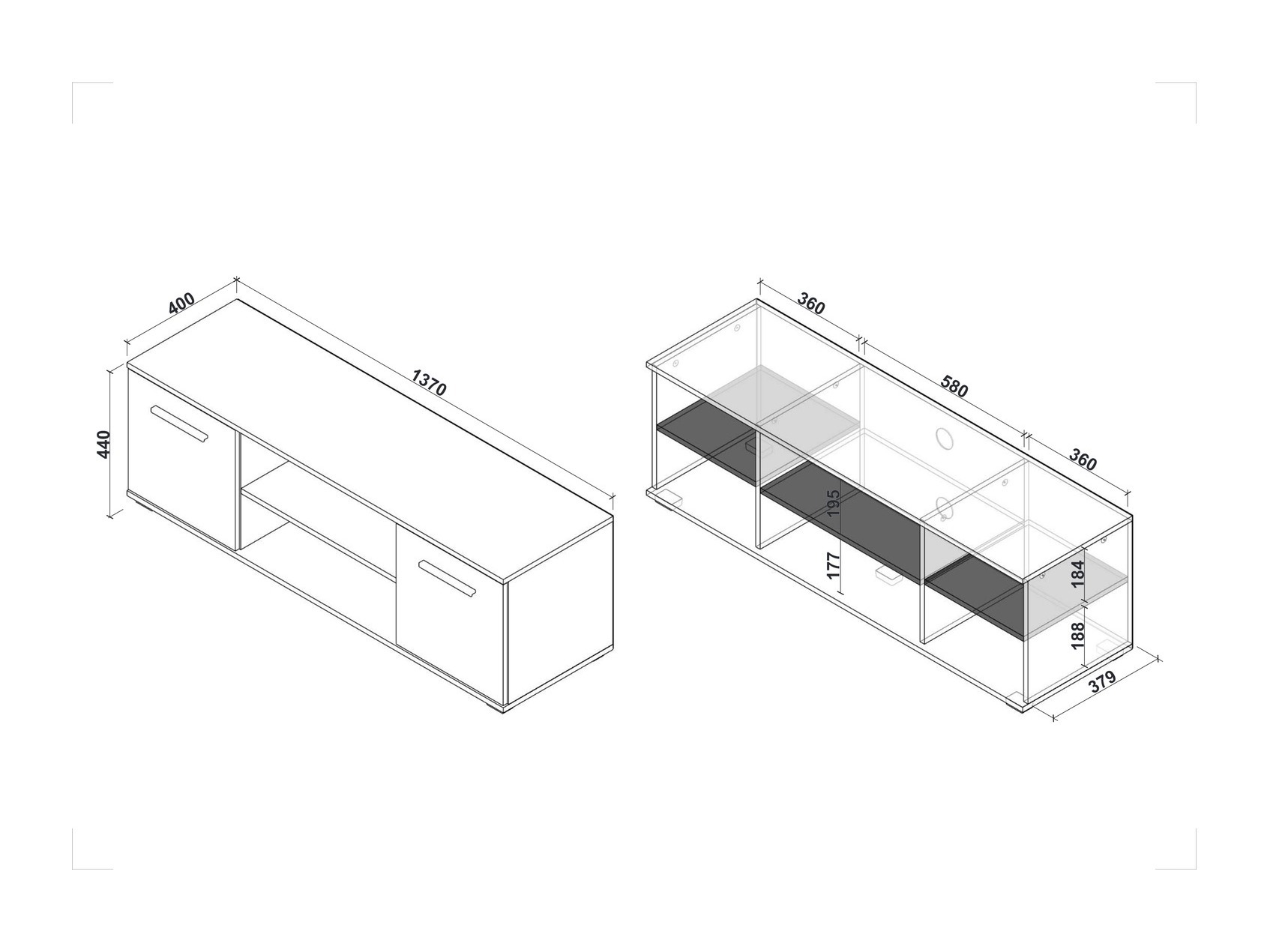 TV galds Cirveso 109 (Balts + Glancēts balts)