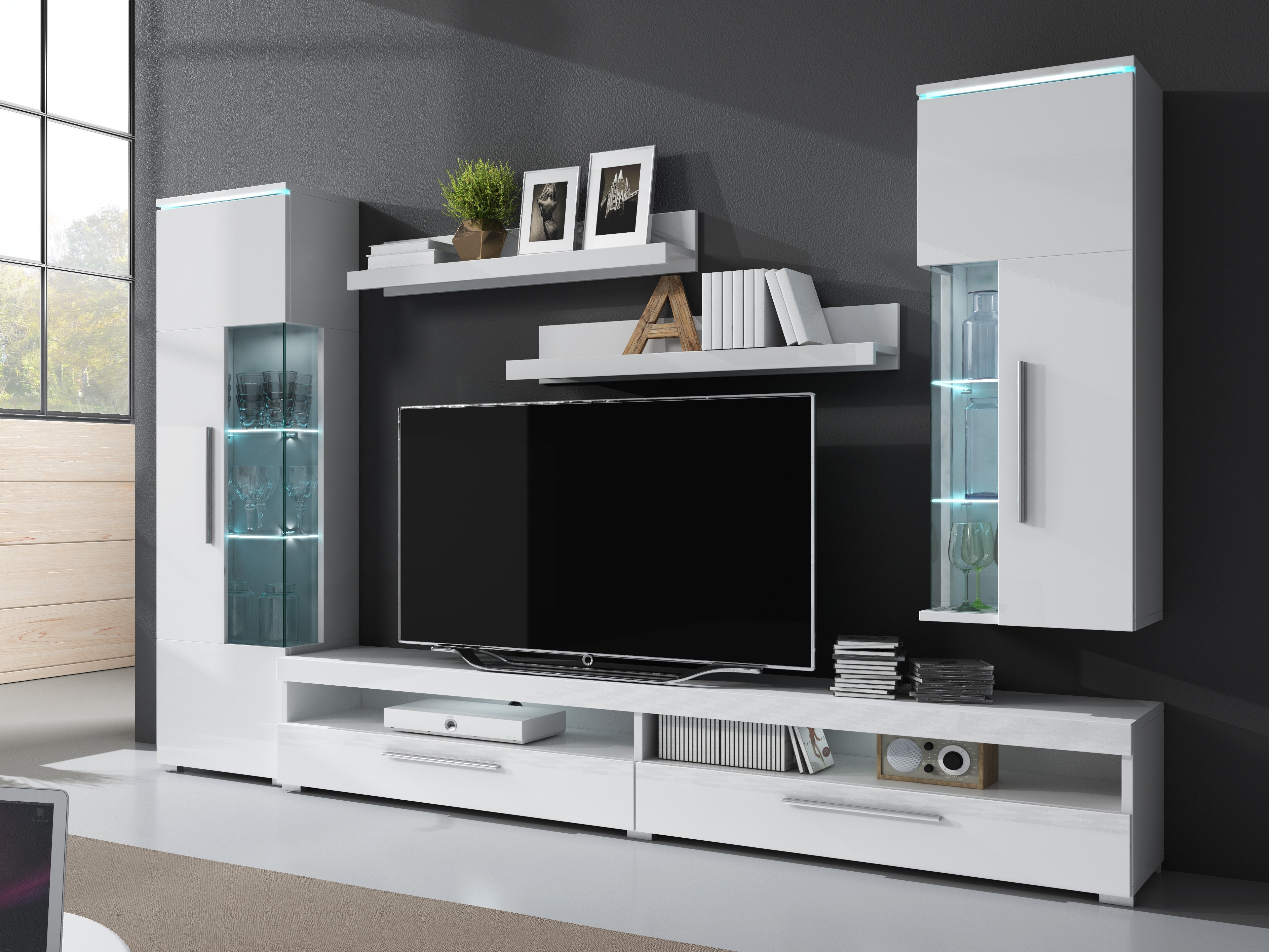 TV galds Torvire 111 (Balts + Glancēts balts)