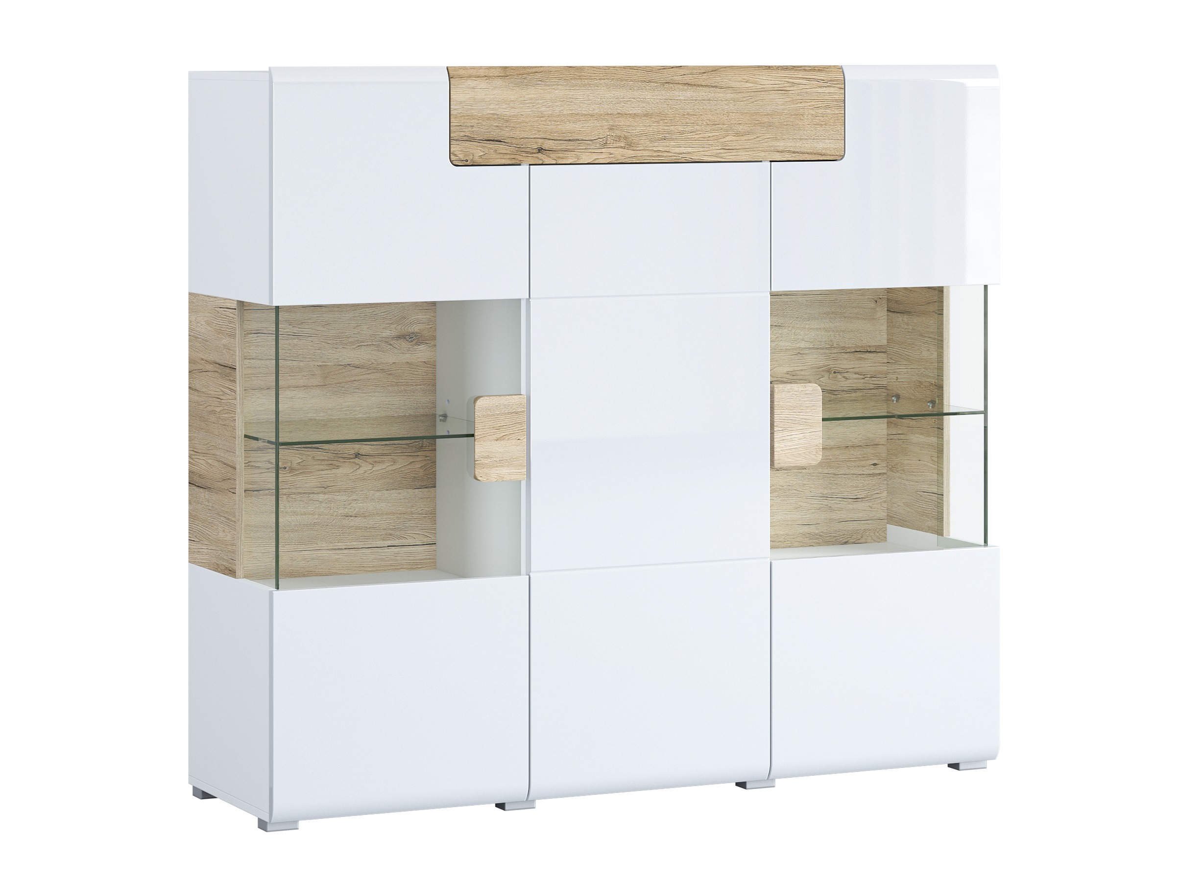 Skapis Torsone 100 (Balts + Glancēts balts + Sanremo ozols)