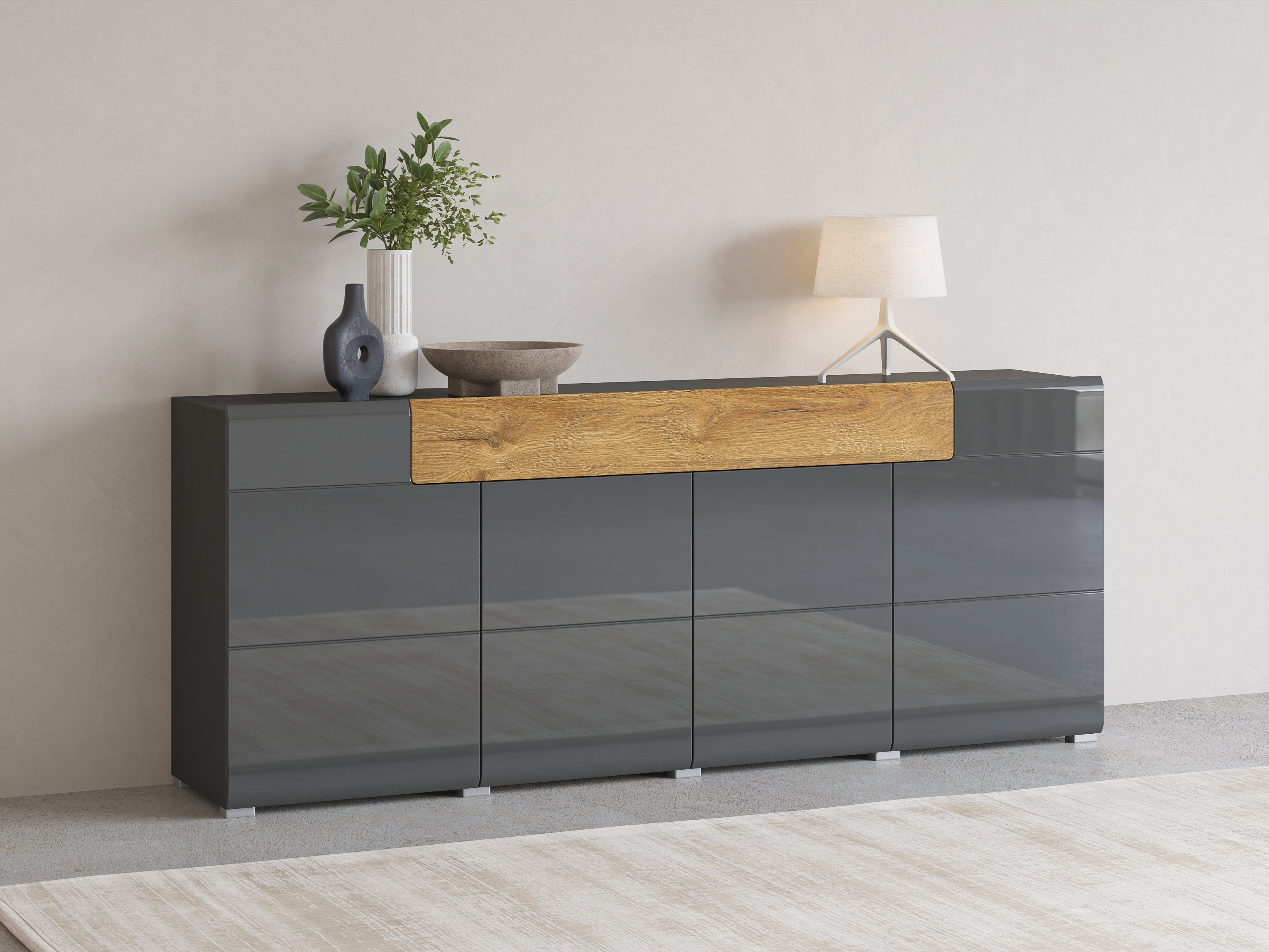 Kumode Torsone 102 (Antracīts + Gloss antracīts + Grandson ozols)