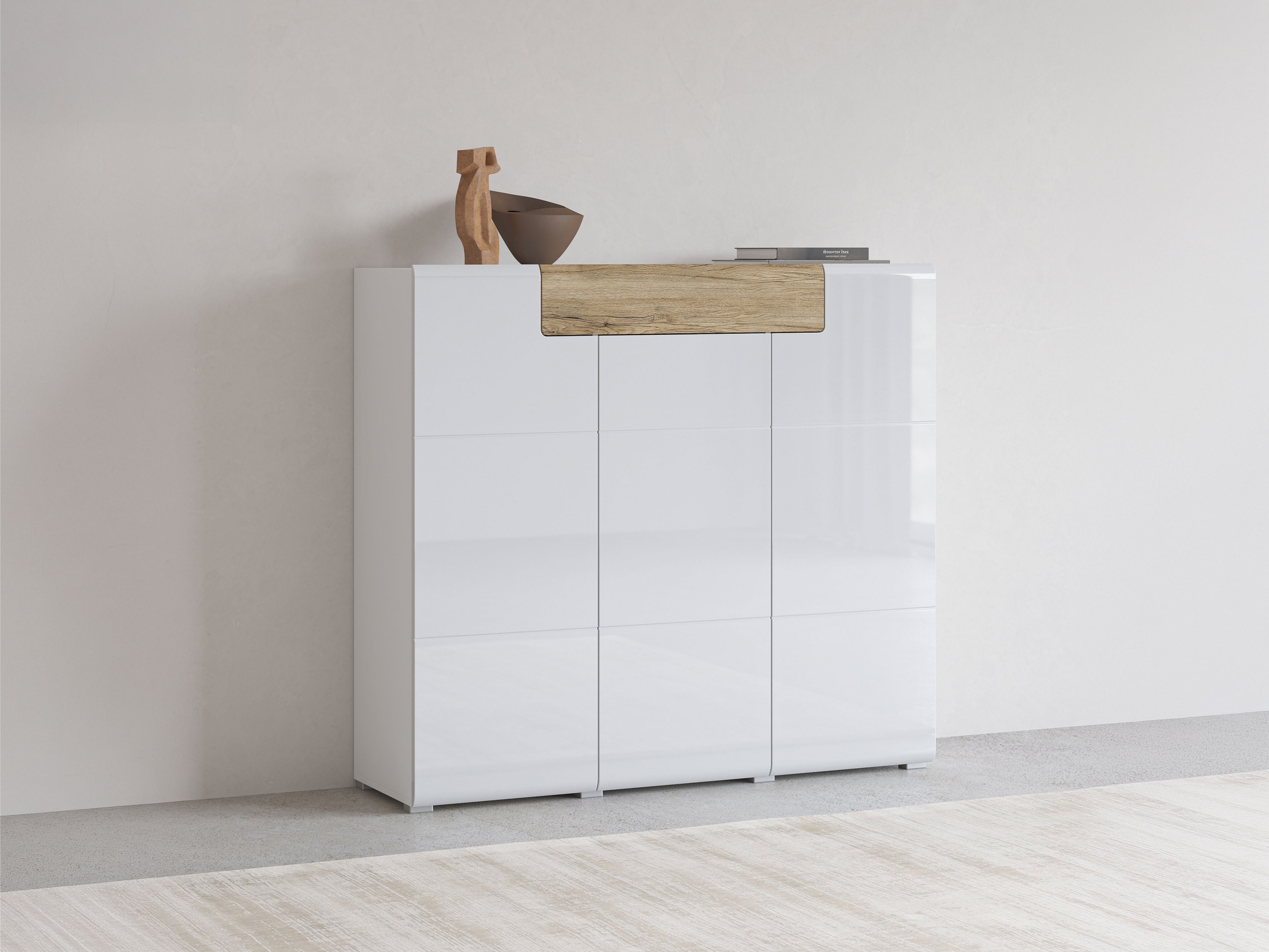 Kumode Torsone 112 (Balts + Glancēts balts + Sanremo ozols)