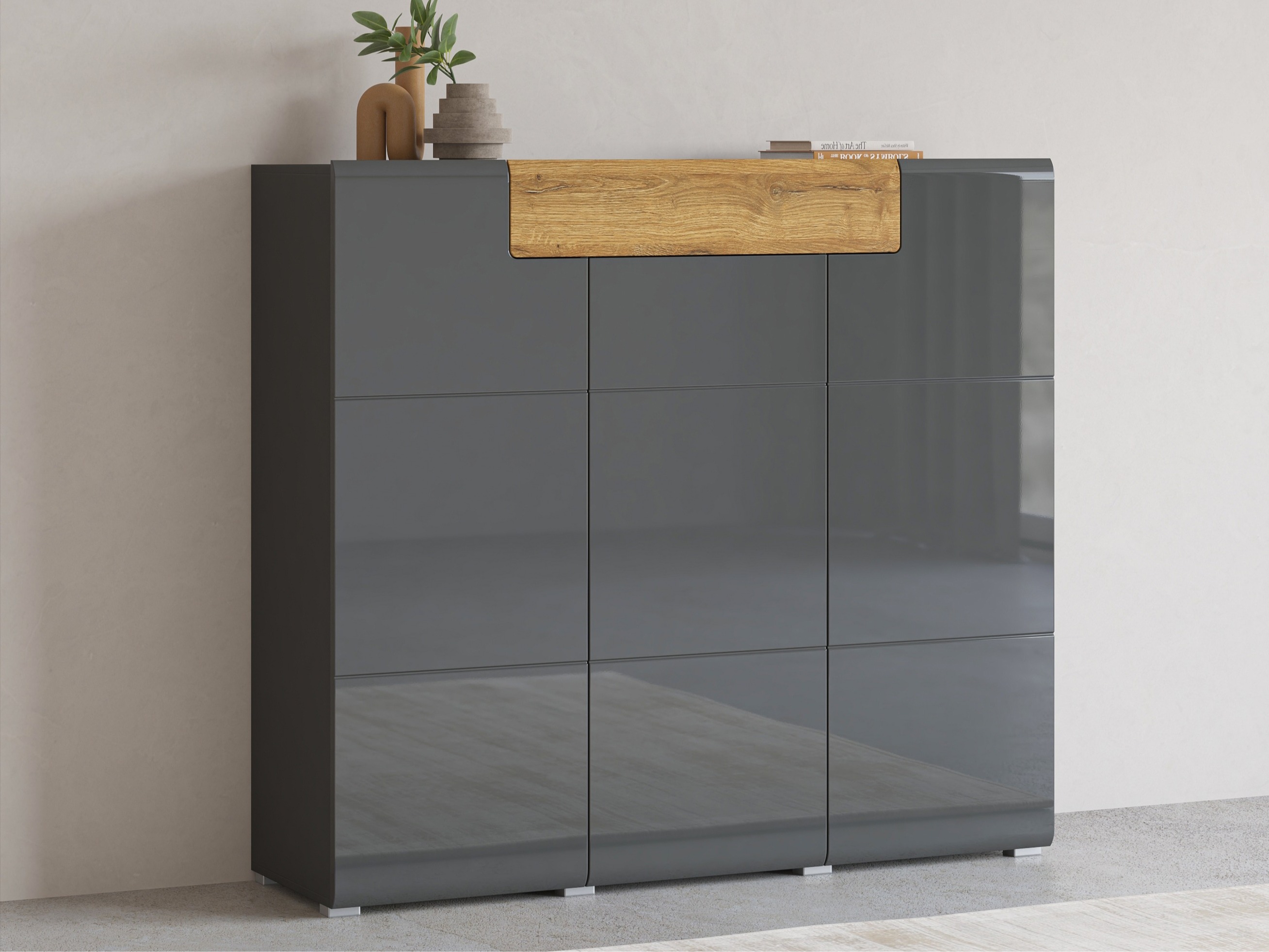Kumode Torsone 112 (Antracīts + Gloss antracīts + Grandson ozols)